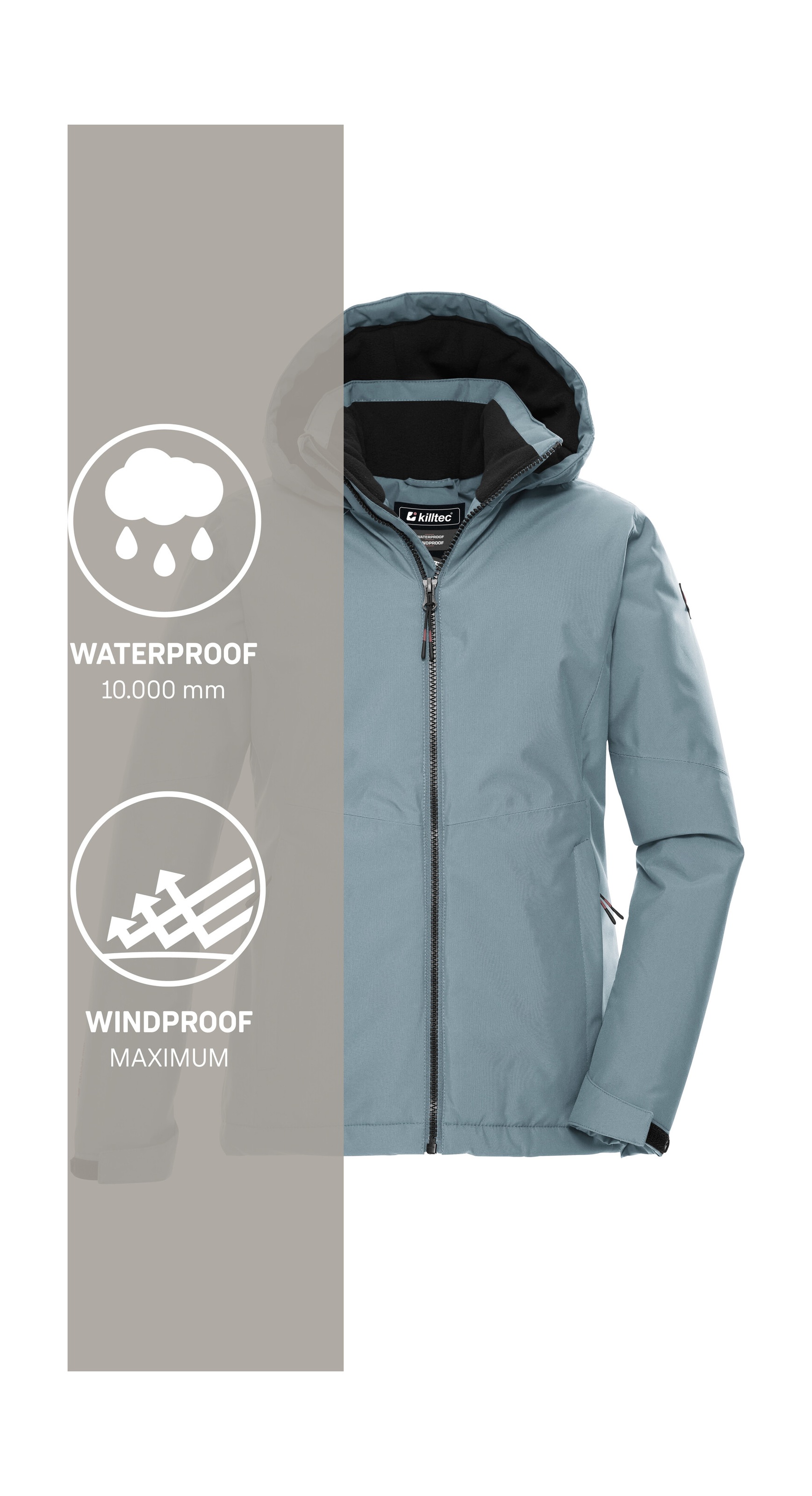 Killtec Funktionsjacke »KOW 217 GRLS JCKT«, Wind- und wasserdichte Kinderjacke mit Fleece und verstellbarer Kapuze