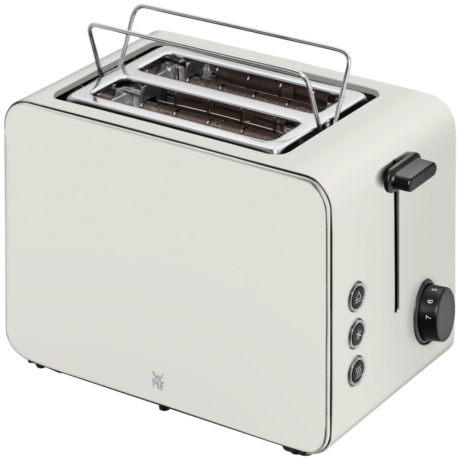 WMF Toaster »Stelio Paper White, Doppelschlitz Toaster mit Brötchenaufsatz«, 2 kurze Schlitze, für 2 Scheiben, 1050 W, 7 Bräunungsstufen, Brotzentrierung, Krümelschublade, Cromargan Gehäuse