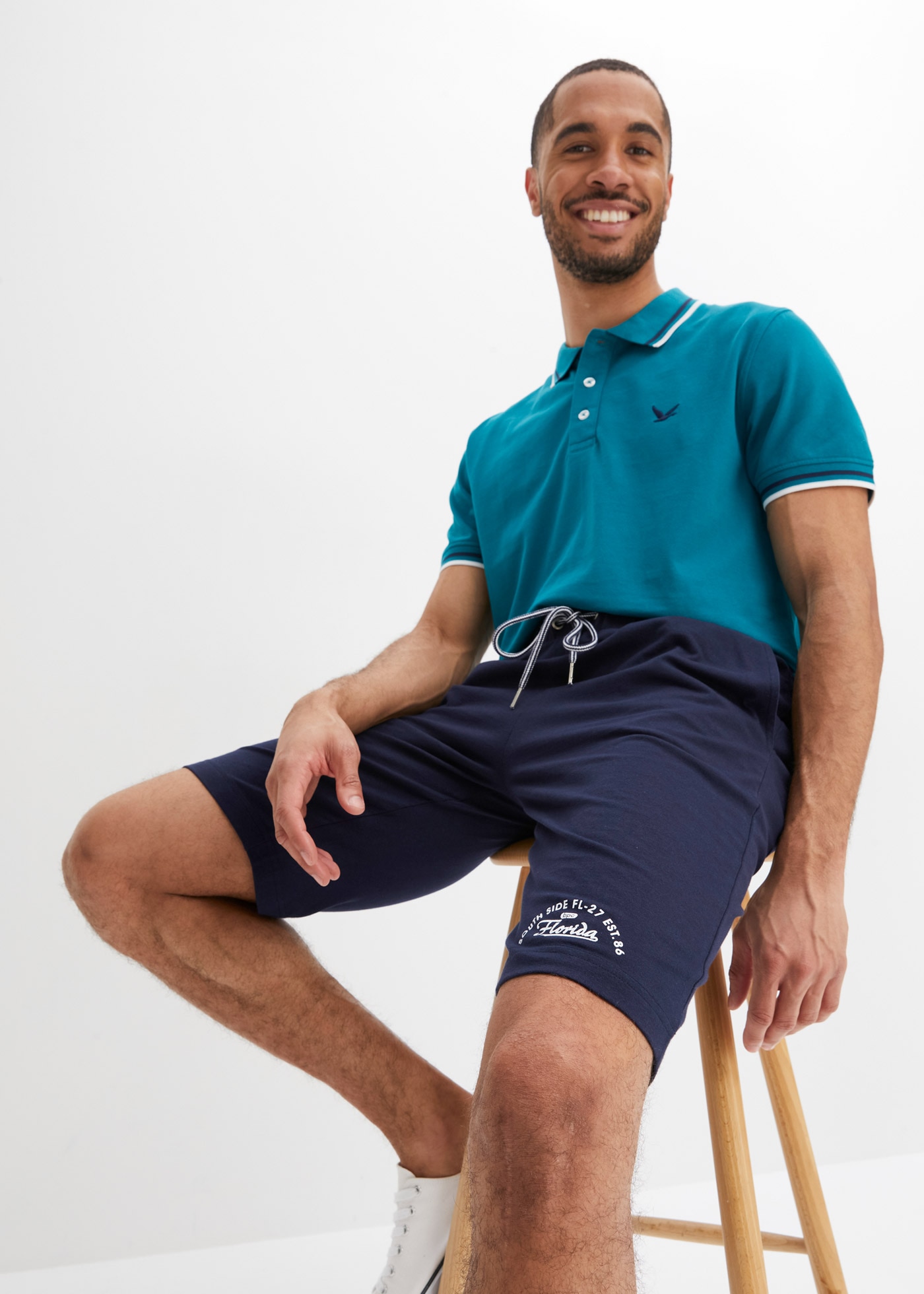 bonprix Bermudas  aus Baumwolle, mit Kordelverschluss, Regular Fit