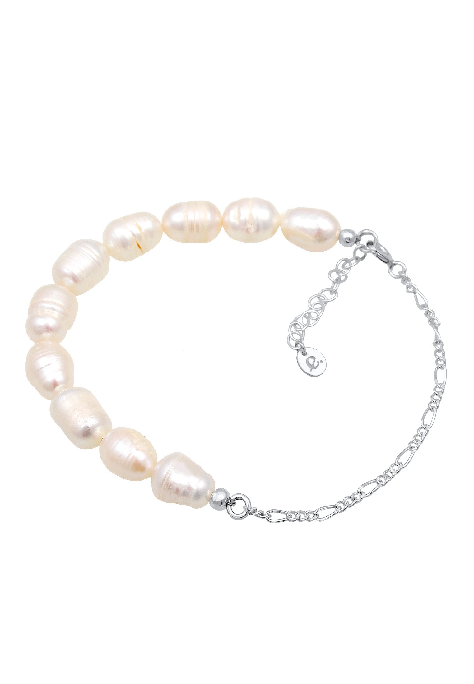 Elli Premium Armkette »Armband Figaro Barock Süßwasserzuchtperle 925er Silber«