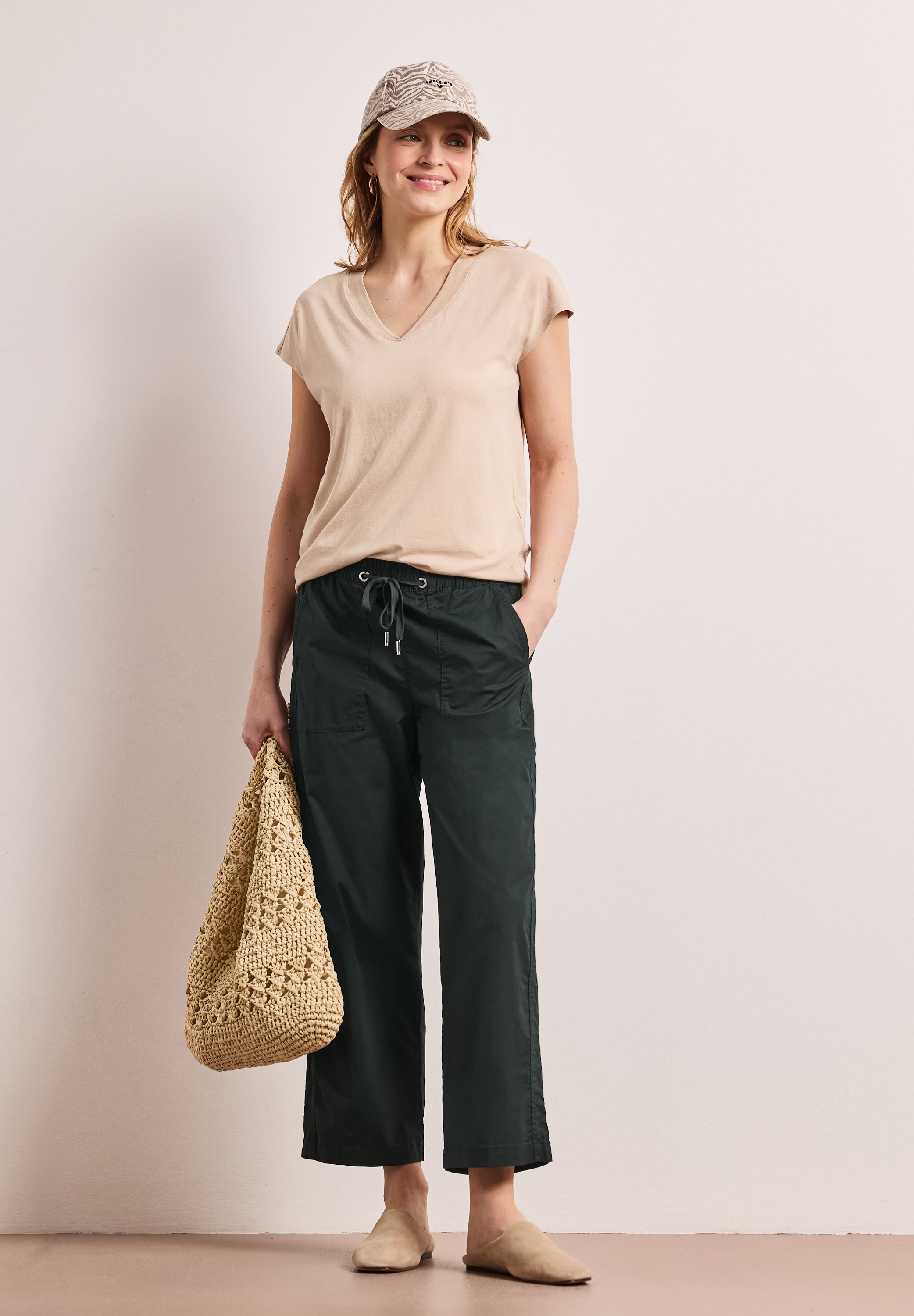 STREET ONE Paperbag-Hose  mit elastischem Bund