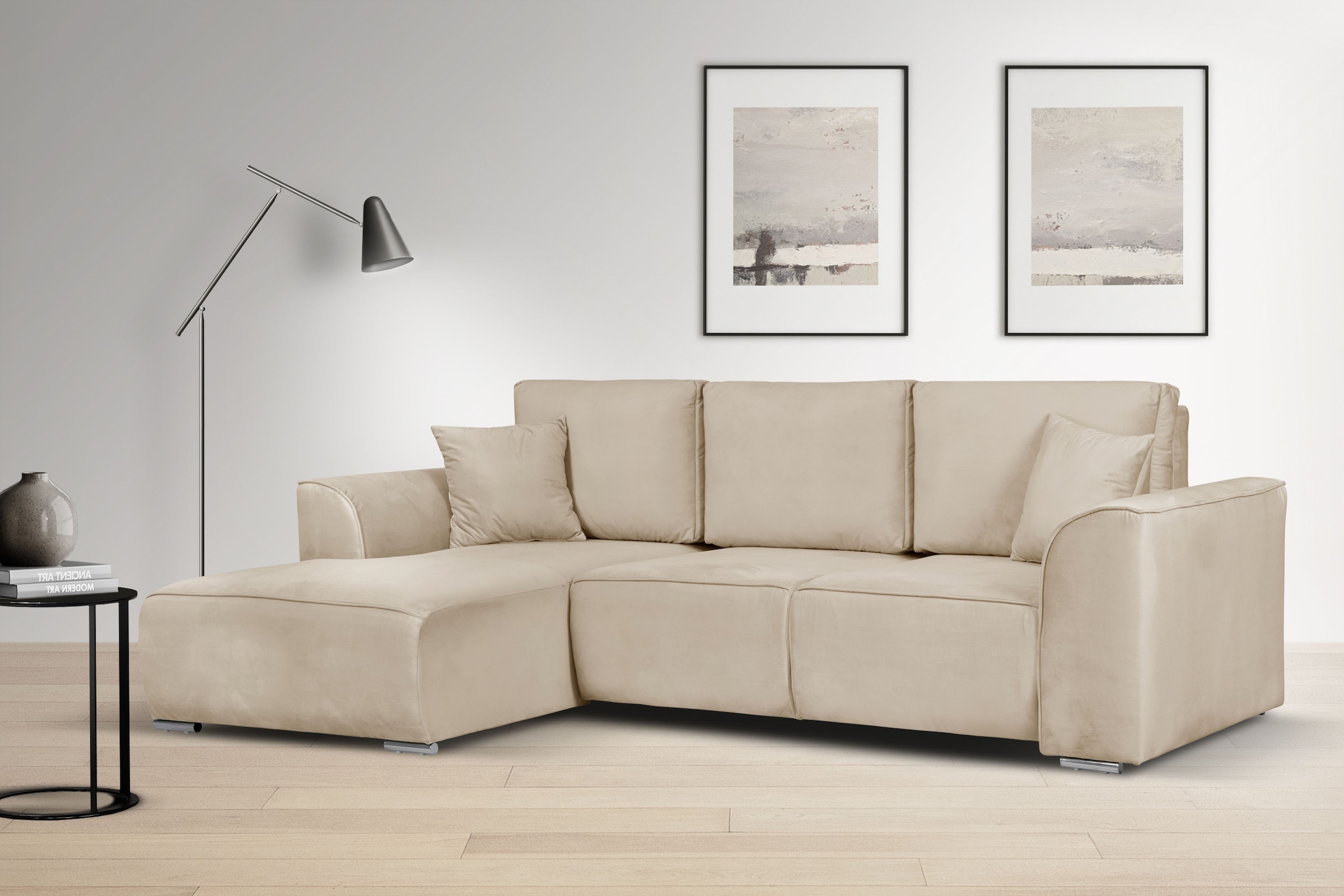 OTTO home Ecksofa »BEATRICE optionale Schlafsofa mit Bettkasten, B/T/H: 265/170/86 cm« L-Form, wahlweise auch mit Bettfunktion und Bettkasten