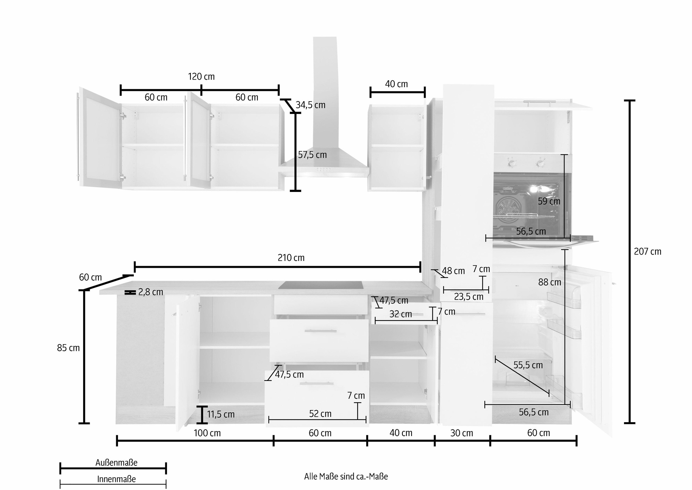 OPTIFIT Winkelküche »Kalmar«, mit E-Geräten, Stellbreite 300 x 175 cm  bestellen online bei OTTO