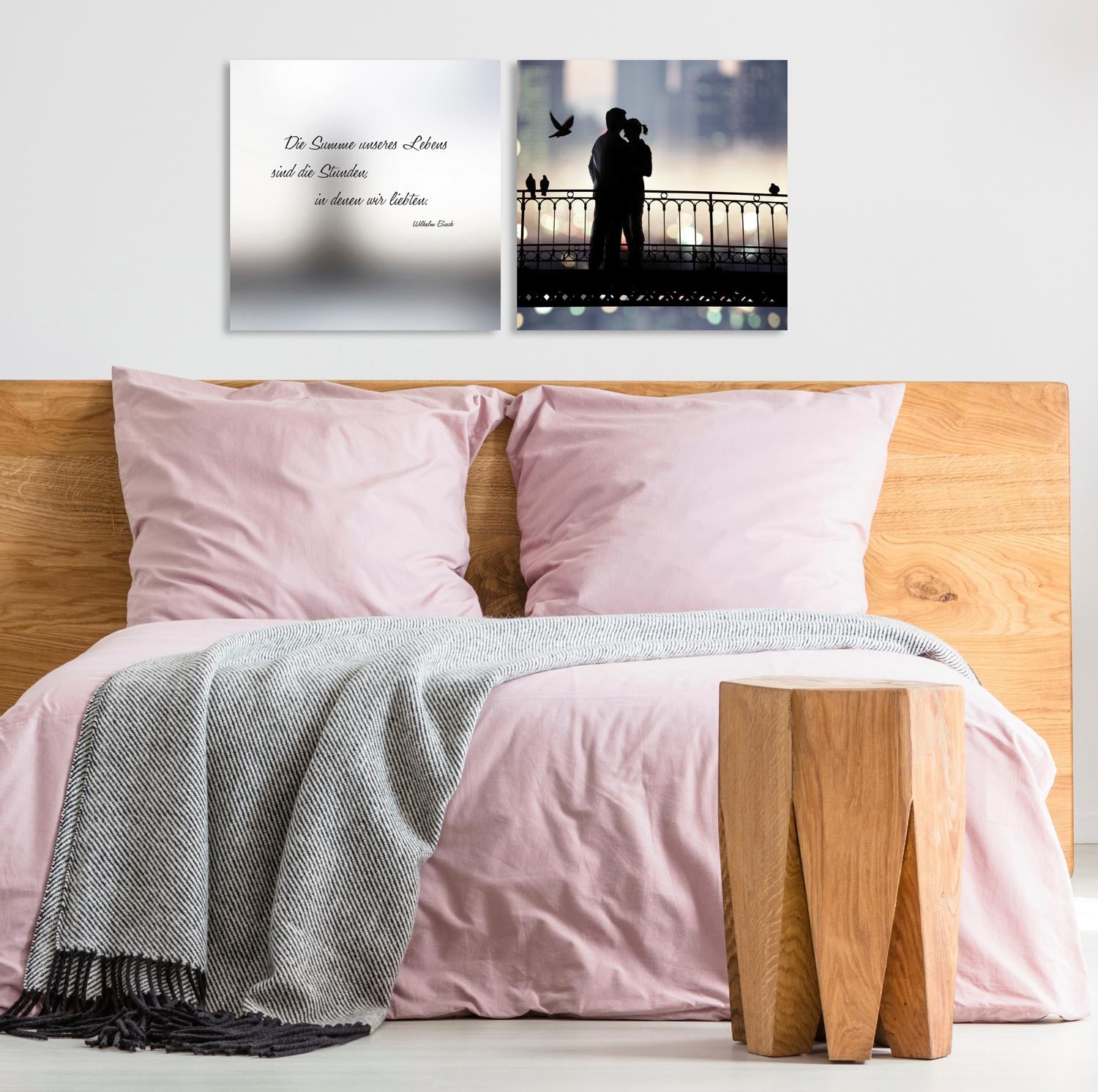 queence Leinwandbild »Summe«, Vögel-Vogelbilder-Kunst-Modern-Spa-Spa Bilder-Sprüche-Sprüche & Texte-Schriftzug-Schriftzüge-Liebessprüche, (Set), Premium-Leinwandstoff, Handarbeit aus Deutschland, Zitat, 2er Set