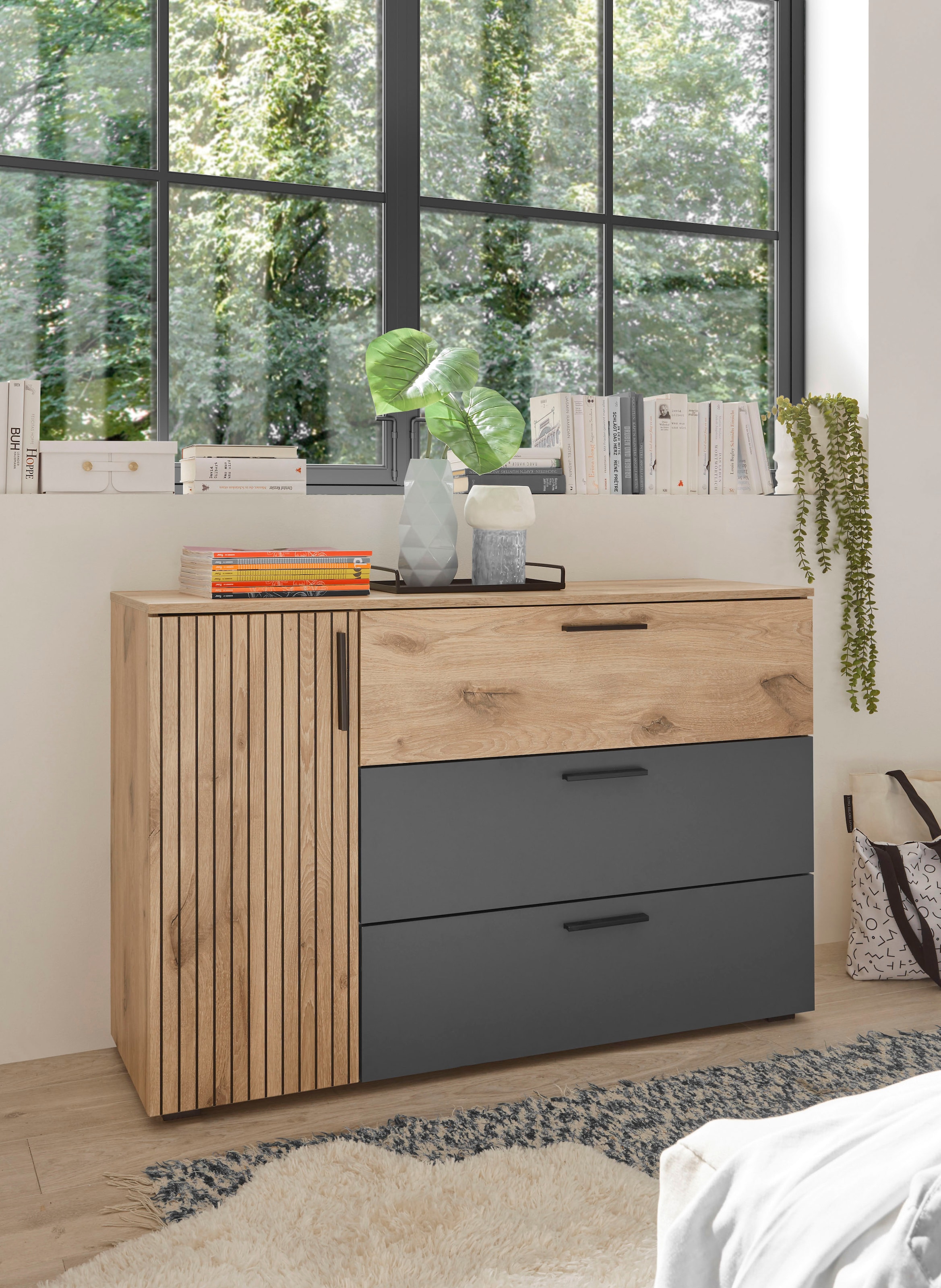 Schlafkontor Kombikommode »Daria mit 3 Schubkästen und Rillenoptik«