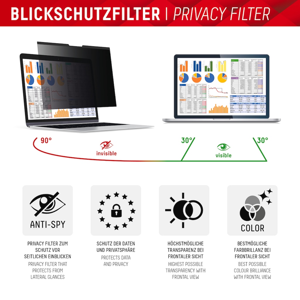 Displex Displayschutzfolie »Privacy Safe Blickschutzfilter«, für Apple MacBook Air 15
