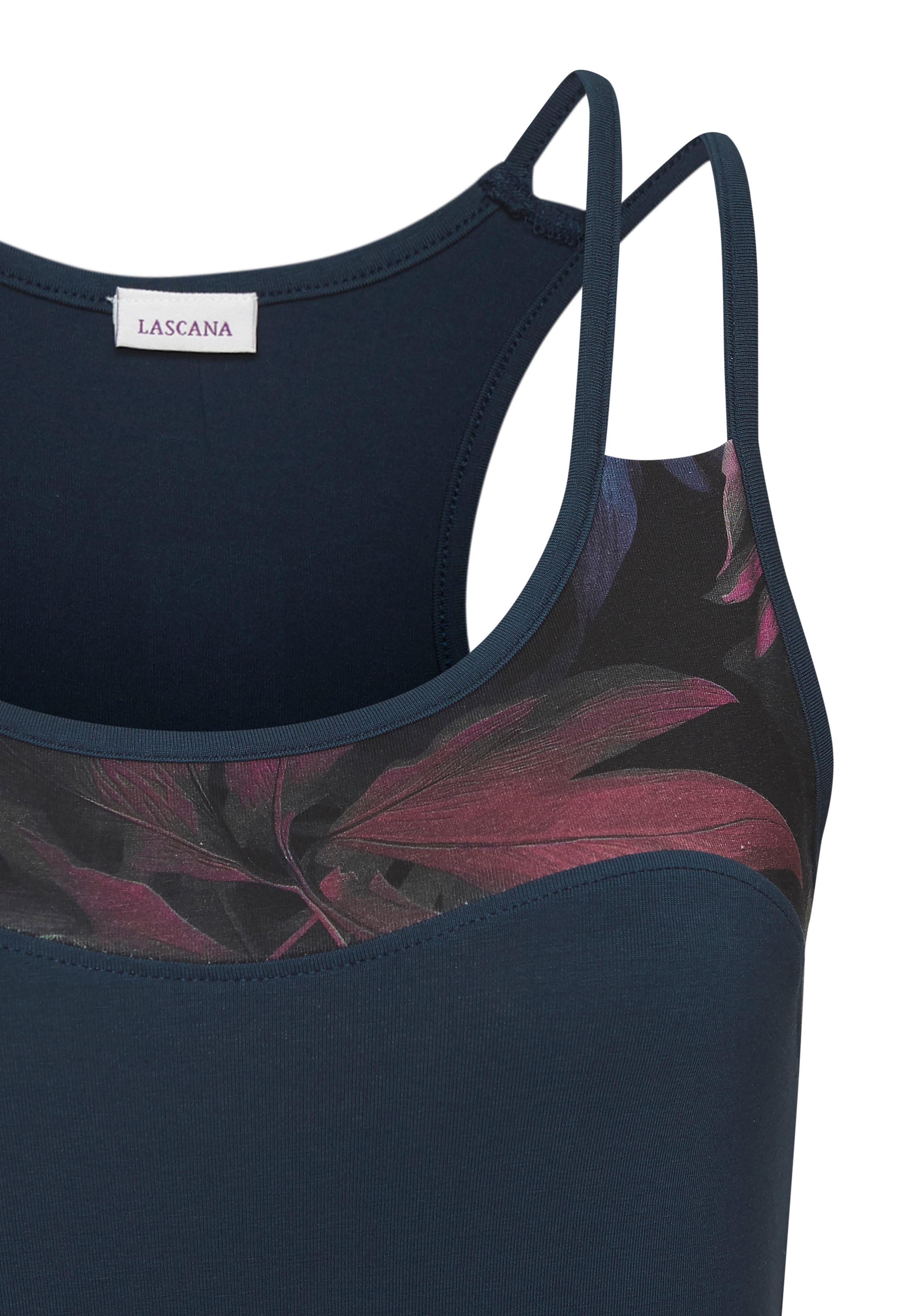 LASCANA ACTIVE Crop-Top, Sporttop mit floralem Einsatz und Racerback