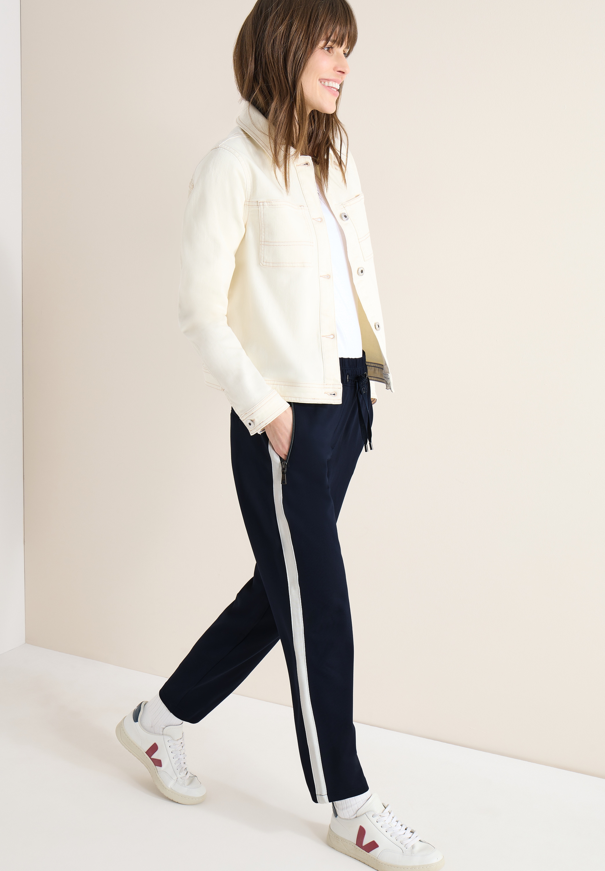 Cecil Stoffhose »Style Tracey«  mit Color Block Tape, elastischem Bund mit Tunnelzug