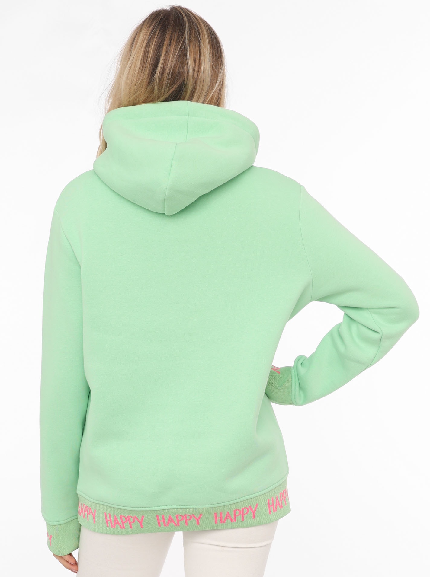Zwillingsherz Hoodie »"Always Positive"«, mit Kapuze und neonfarbenem Aufstick