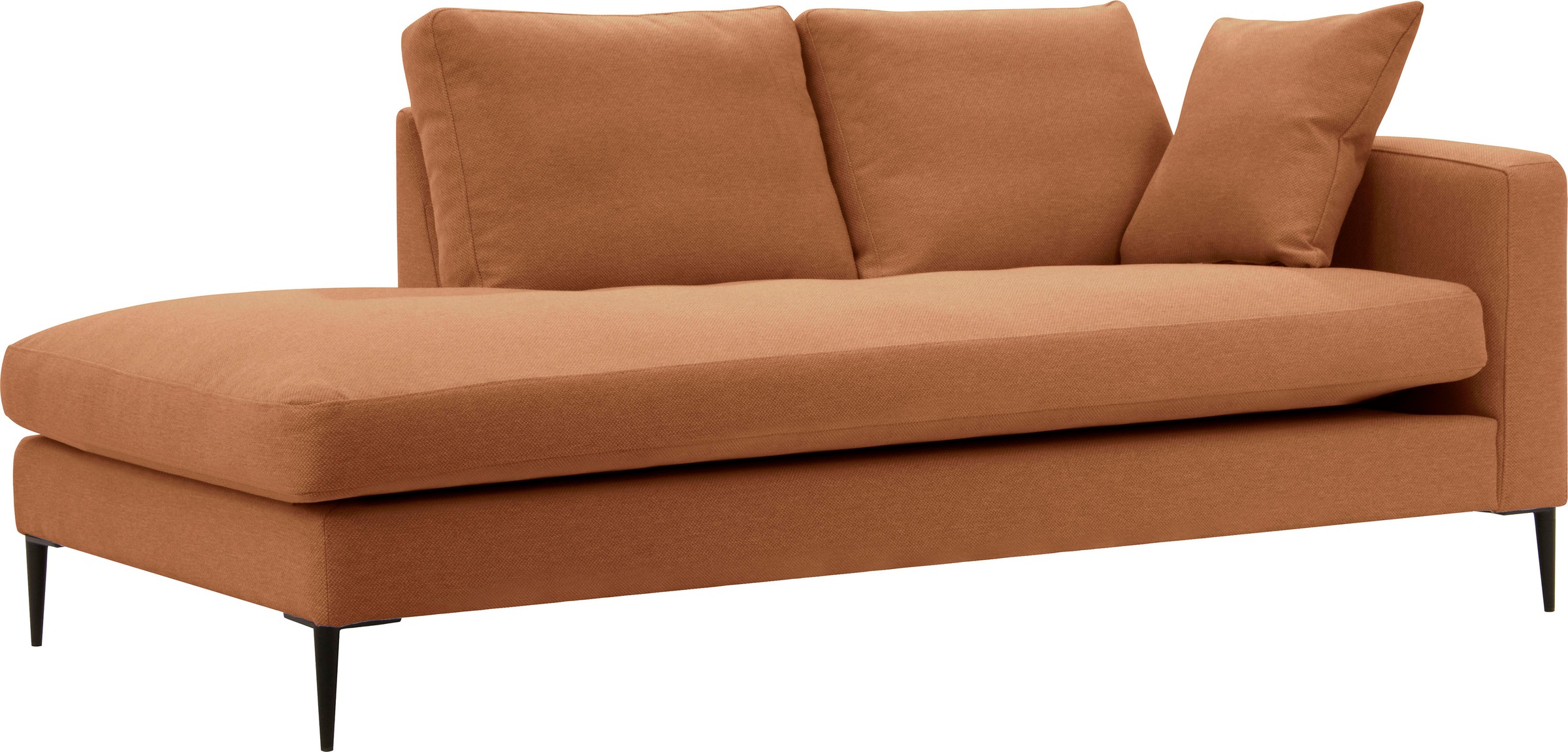 Leonique Recamiere »Cozy Chaiselongue, Maße B/T/H: 195/97/80 cm«, mit losen Kissen und Metallbeinen, Armlehne links oder rechts wählbar