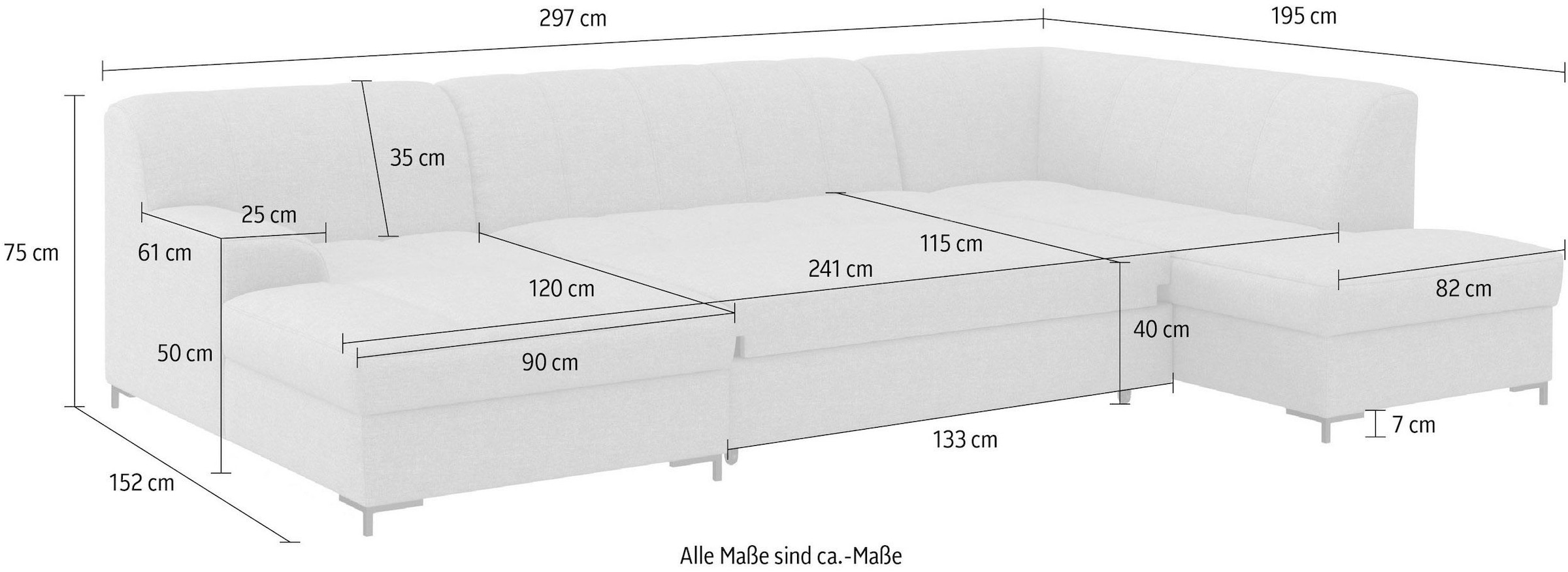 INOSIGN Wohnlandschaft »Balme, moderne Formensprache, zeitloses Design, U-Form«, Inkl. Zierkissen, wahlweise mit Bettfunktion