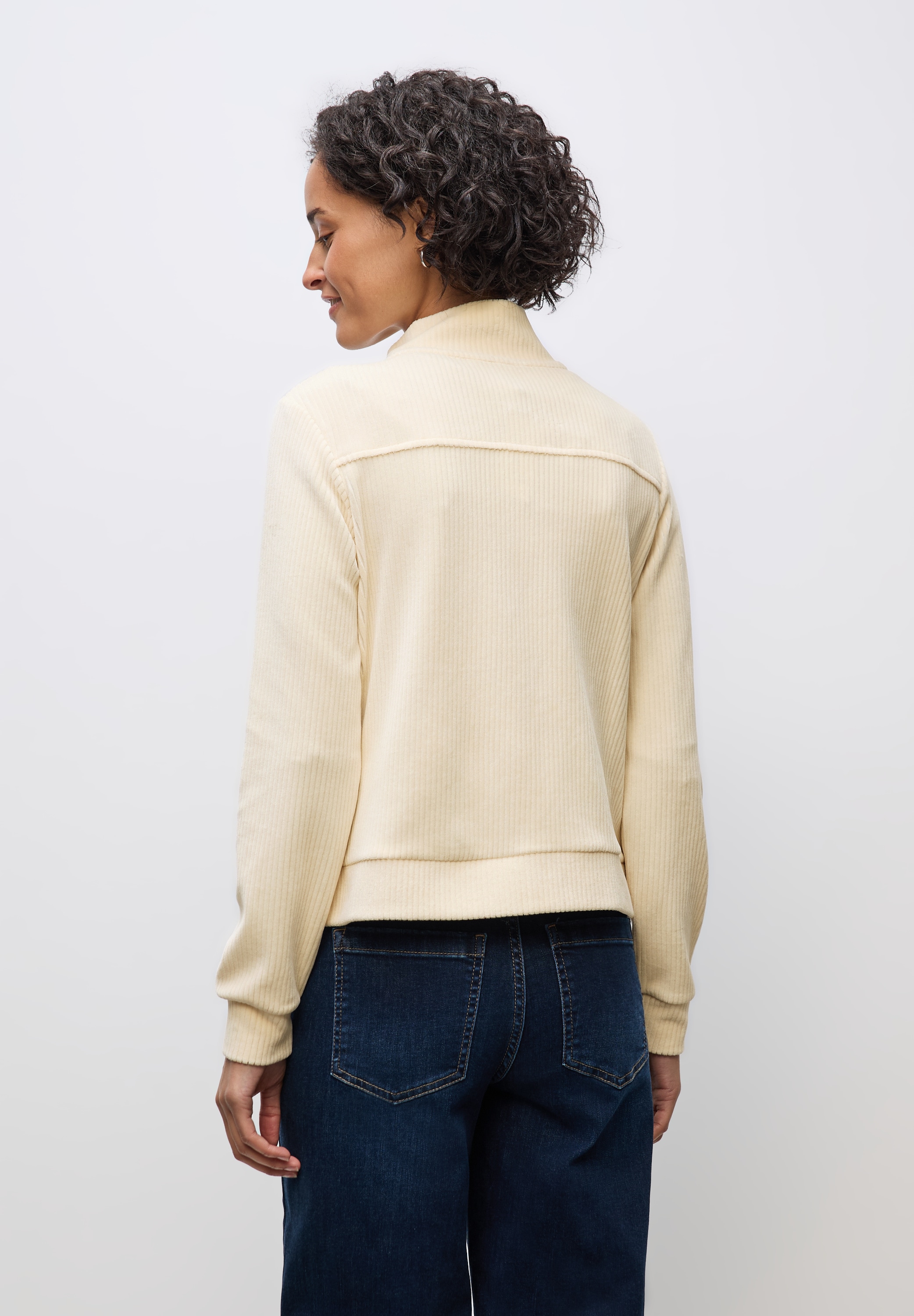 STREET ONE Sweatjacke, Cord, mit elastischem Saum und Reißverschluss