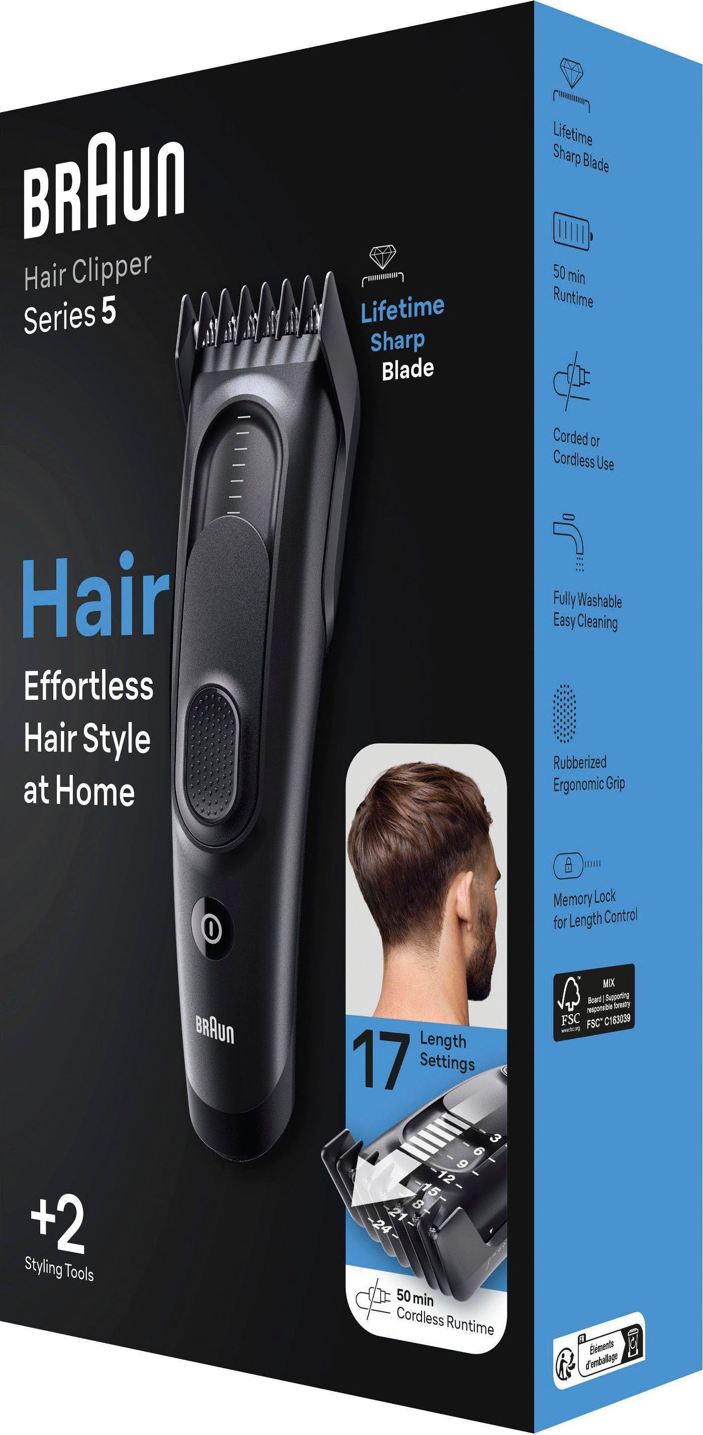 HC5330«, 17 bei Längeneinstellungen, online Abwaschbar Braun OTTO 2 »Haarschneider Haarschneider Aufsätze,