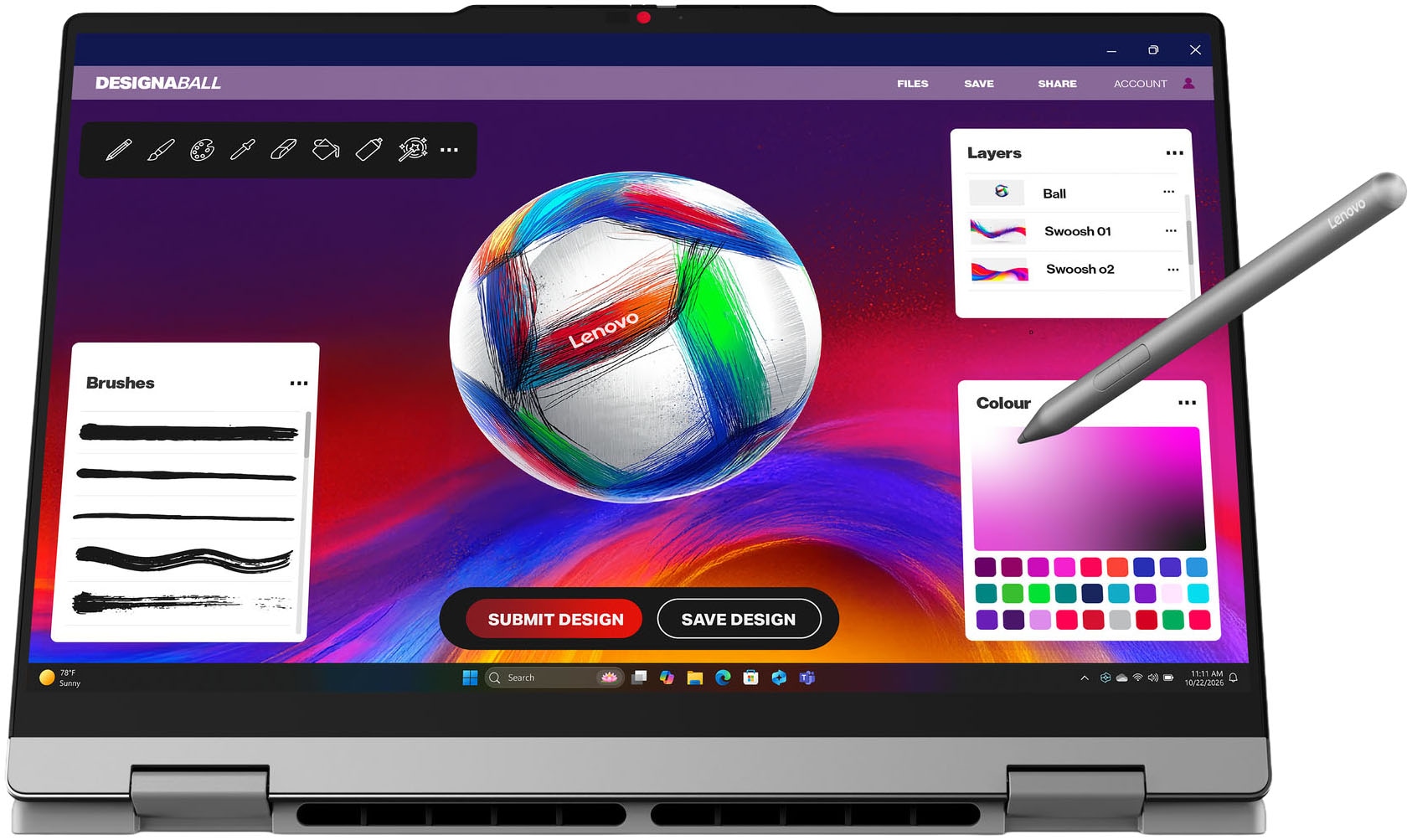 Lenovo Convertible Notebook »IdeaPad 5 2in1 14Q8Y11« 35,6 cm / 14 ″ Snapdragon X2 Plus Adreno 512 GB SSD