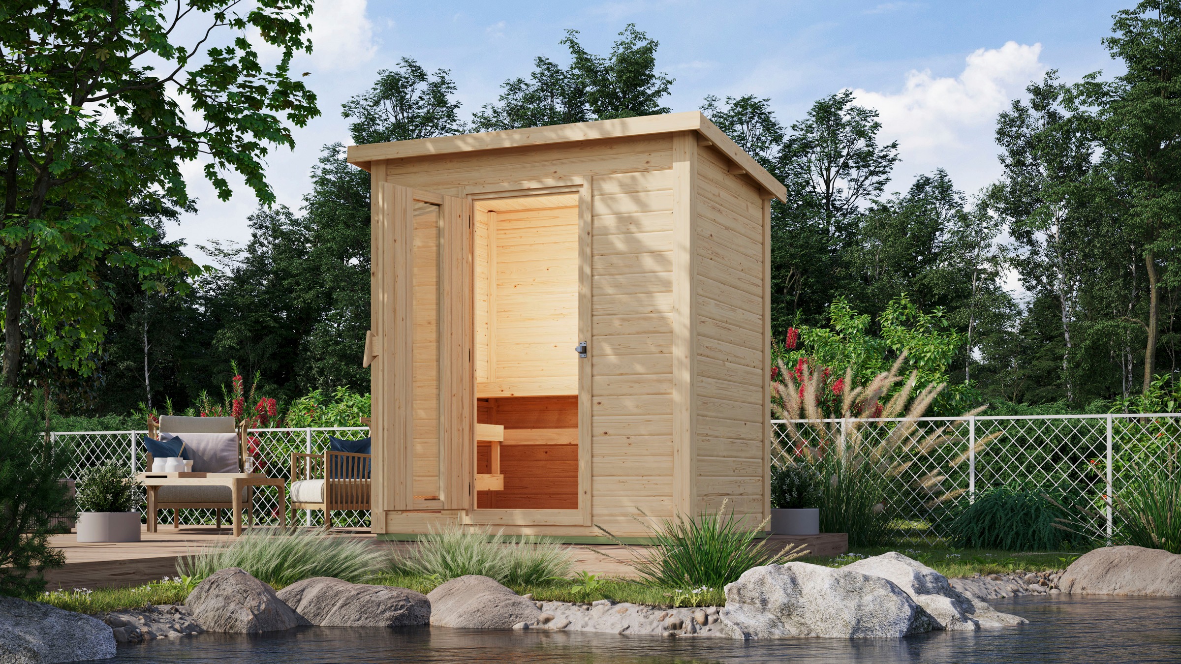 Karibu Saunahaus »Talo 1« Set,  Ofen 9 KW externe Strg easy