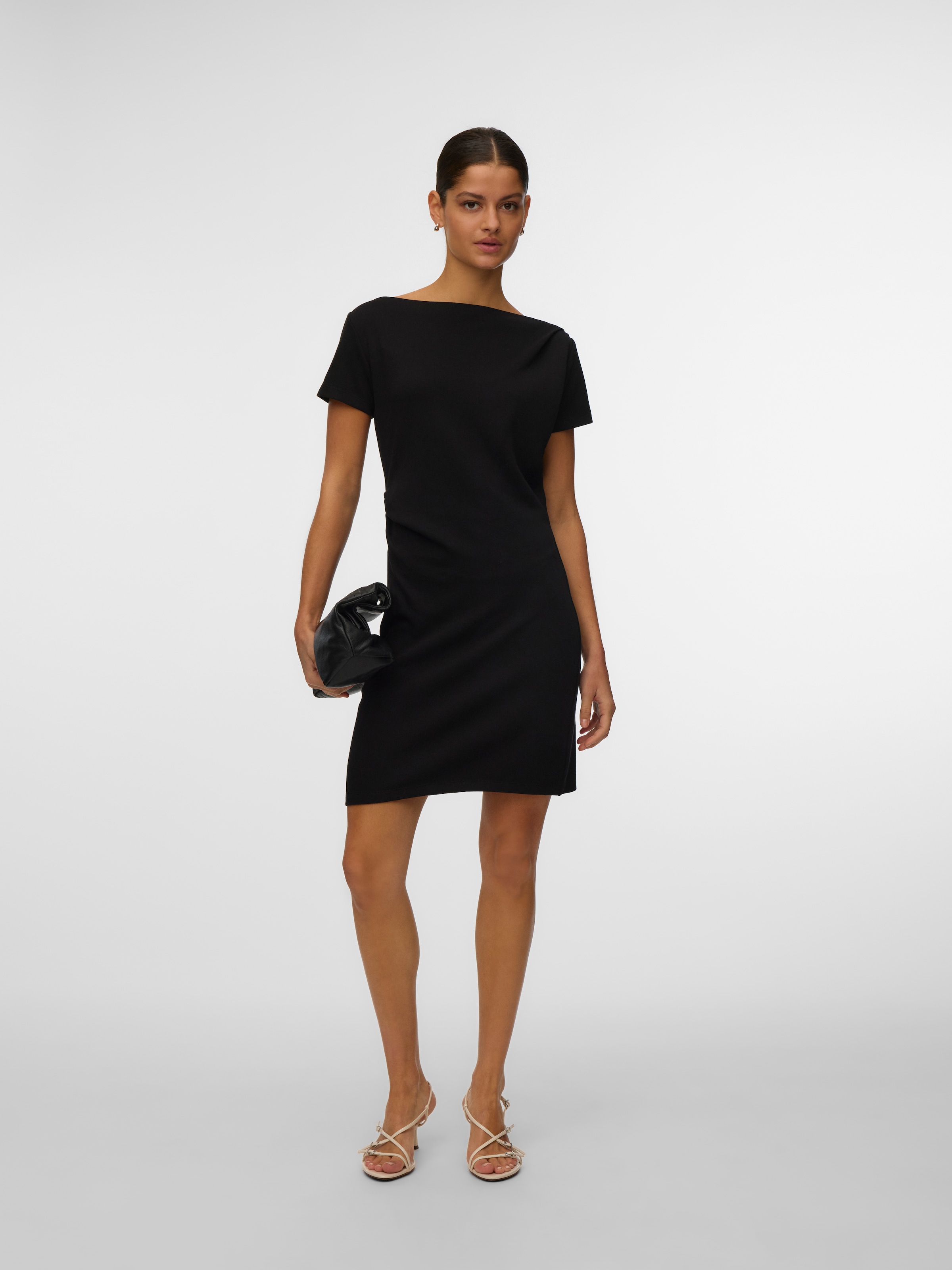 Vero Moda Minikleid »VMMILLE SS SHORT DRESS JRS NOOS« Materialmix, mit Raffung