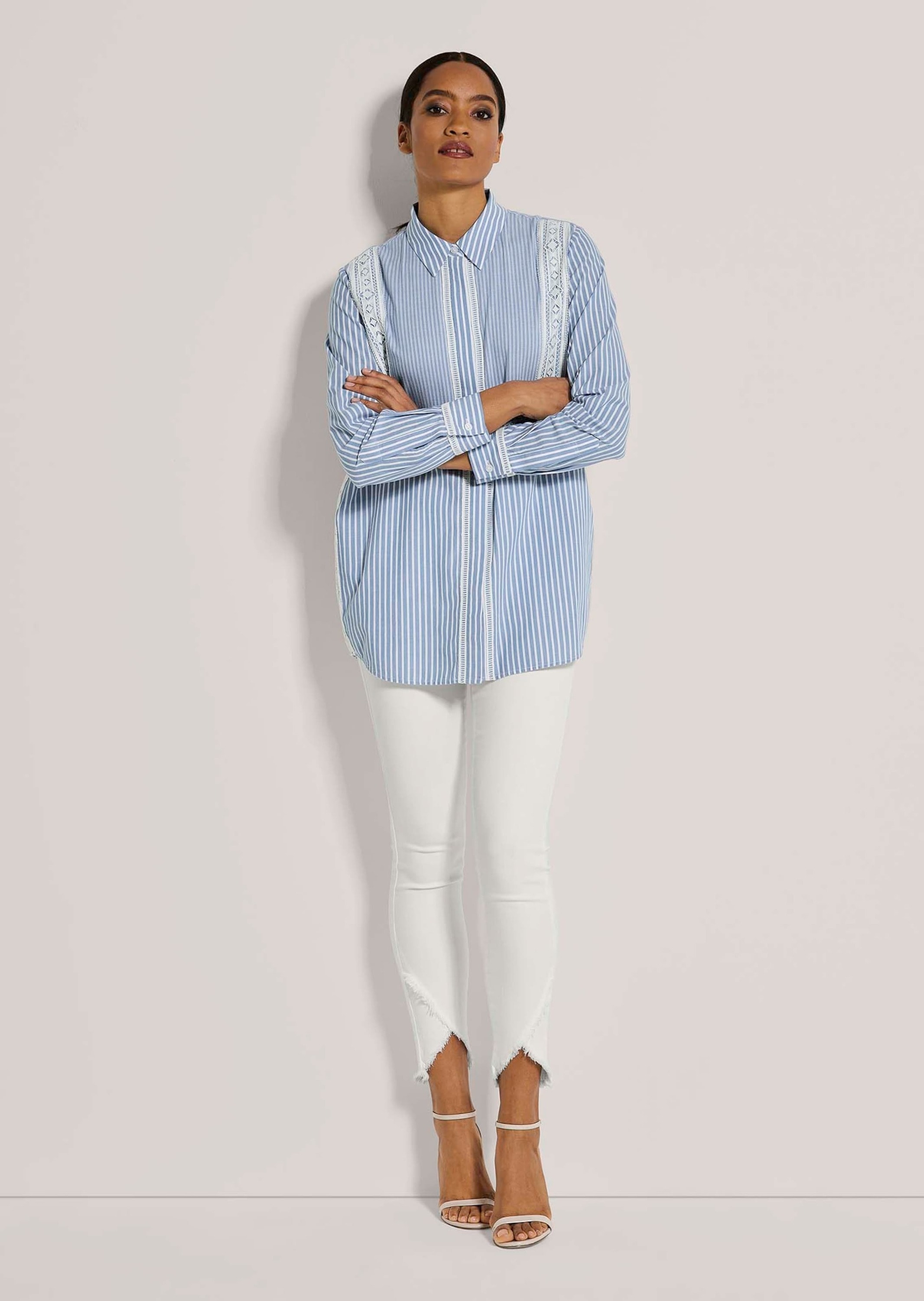 MADELEINE Langarmbluse »Streifenbluse Streifenbluse mit Spitze«