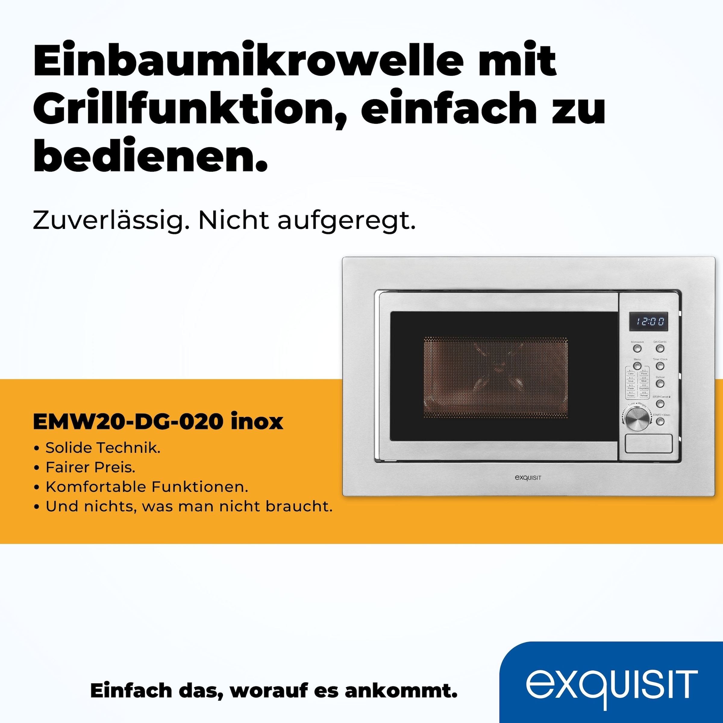 exquisit Einbau-Mikrowelle »EMW20-DG-020«, Grill-Mikrowelle, 1300 W