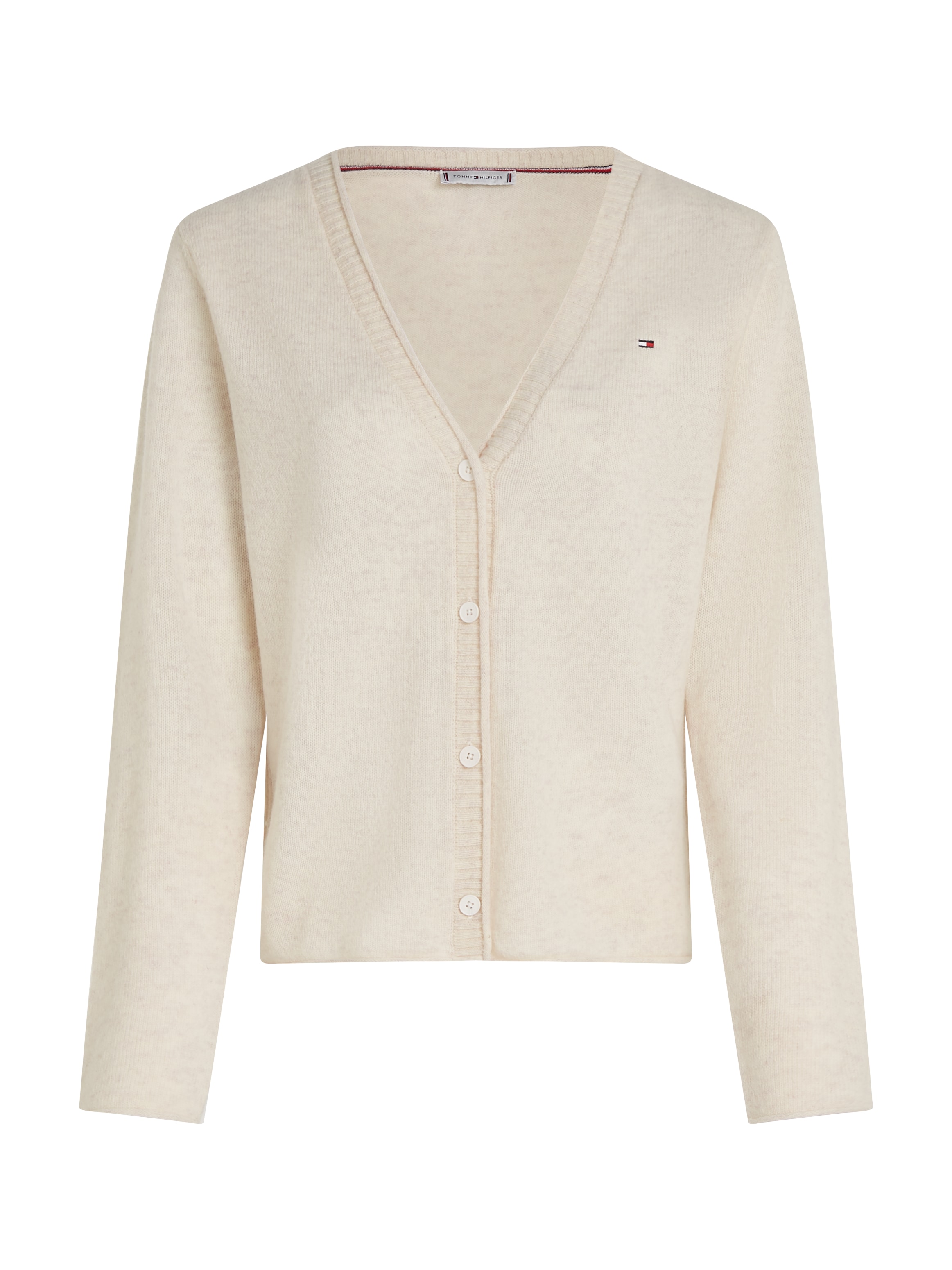 Tommy Hilfiger Strickjacke »SOFT WOOL V-NK CARDIGAN«, mit V-Ausschnitt, 100% Wolle
