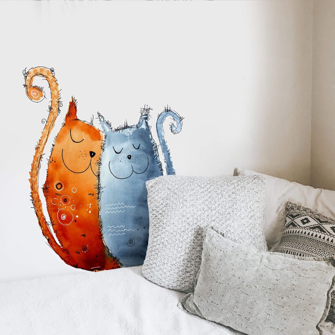 Wall-Art Wandtattoo »Lebensfreude Verliebte Katzen«, (1 St.), selbstklebend, entfernbar