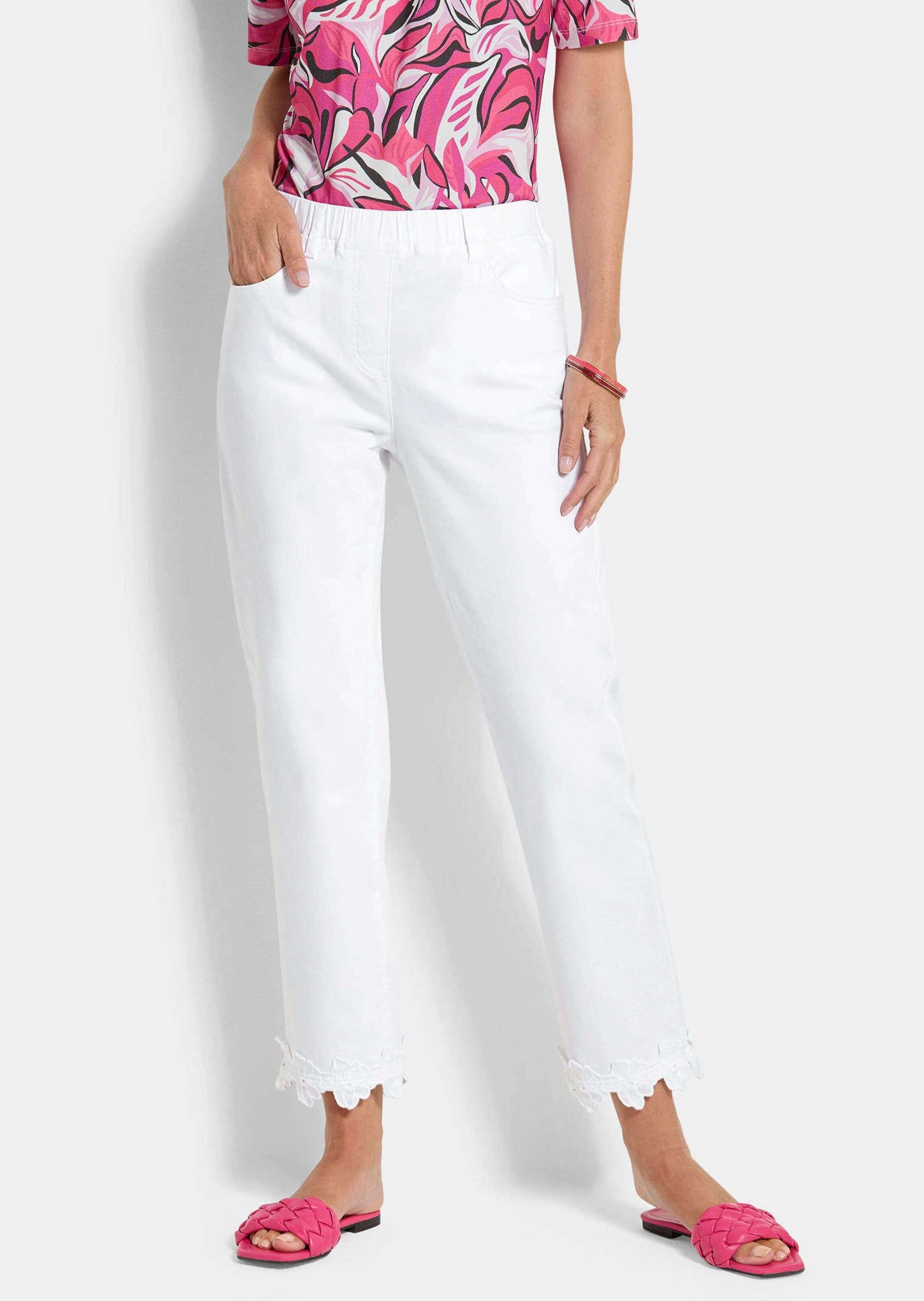 GOLDNER Schlupfhose »Jeans CARLA mit Spitzenbordüre«