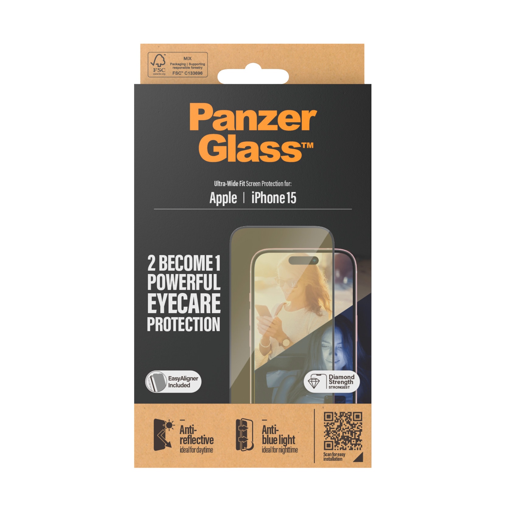 PanzerGlass Displayschutzglas »Eyecare Screen Protector« für iPhone 15 Ultra Wide Fit
