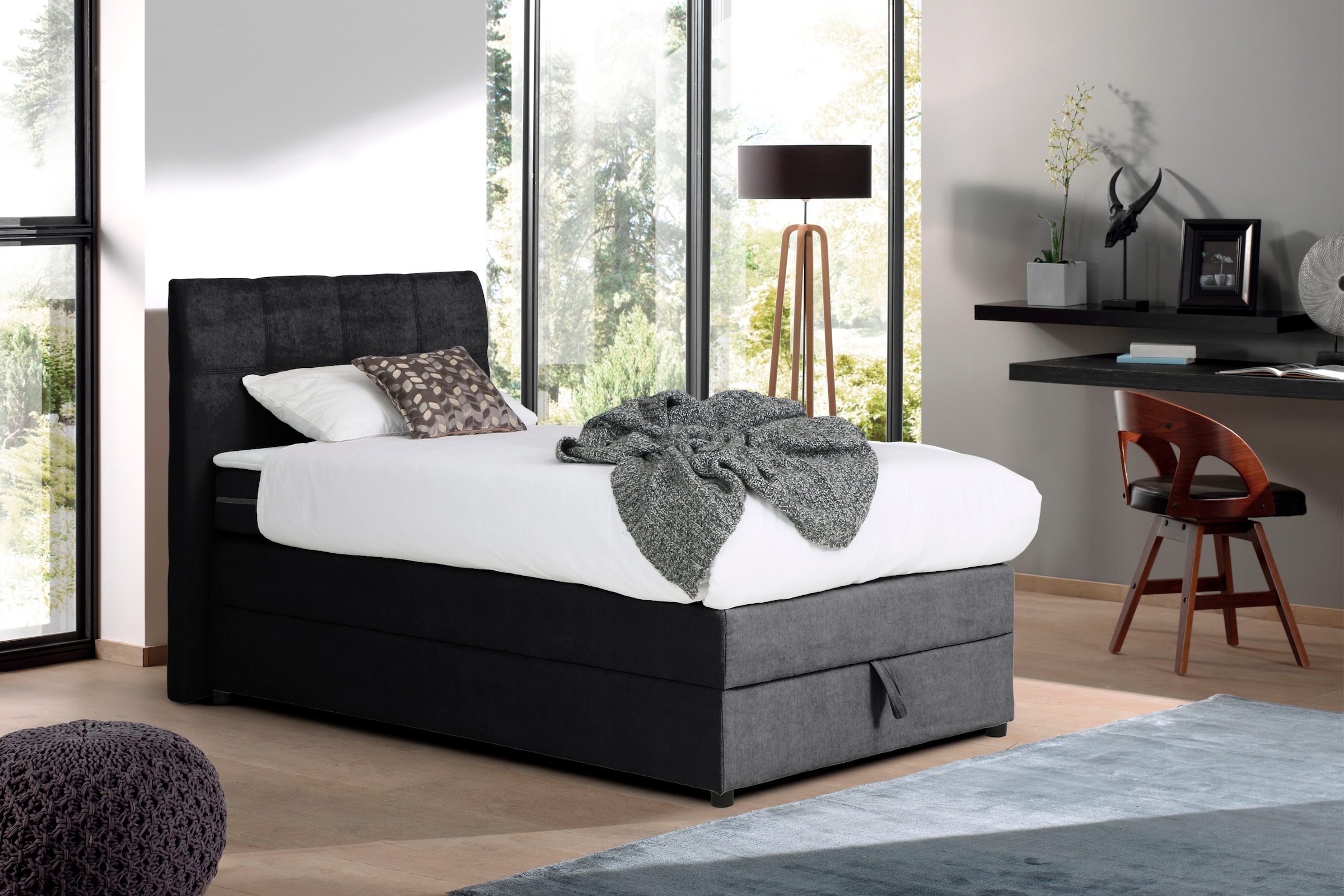 Home affaire Boxspringbett »Finja« besonders komfortable Liegehöhe, mit praktischem Bettkasten