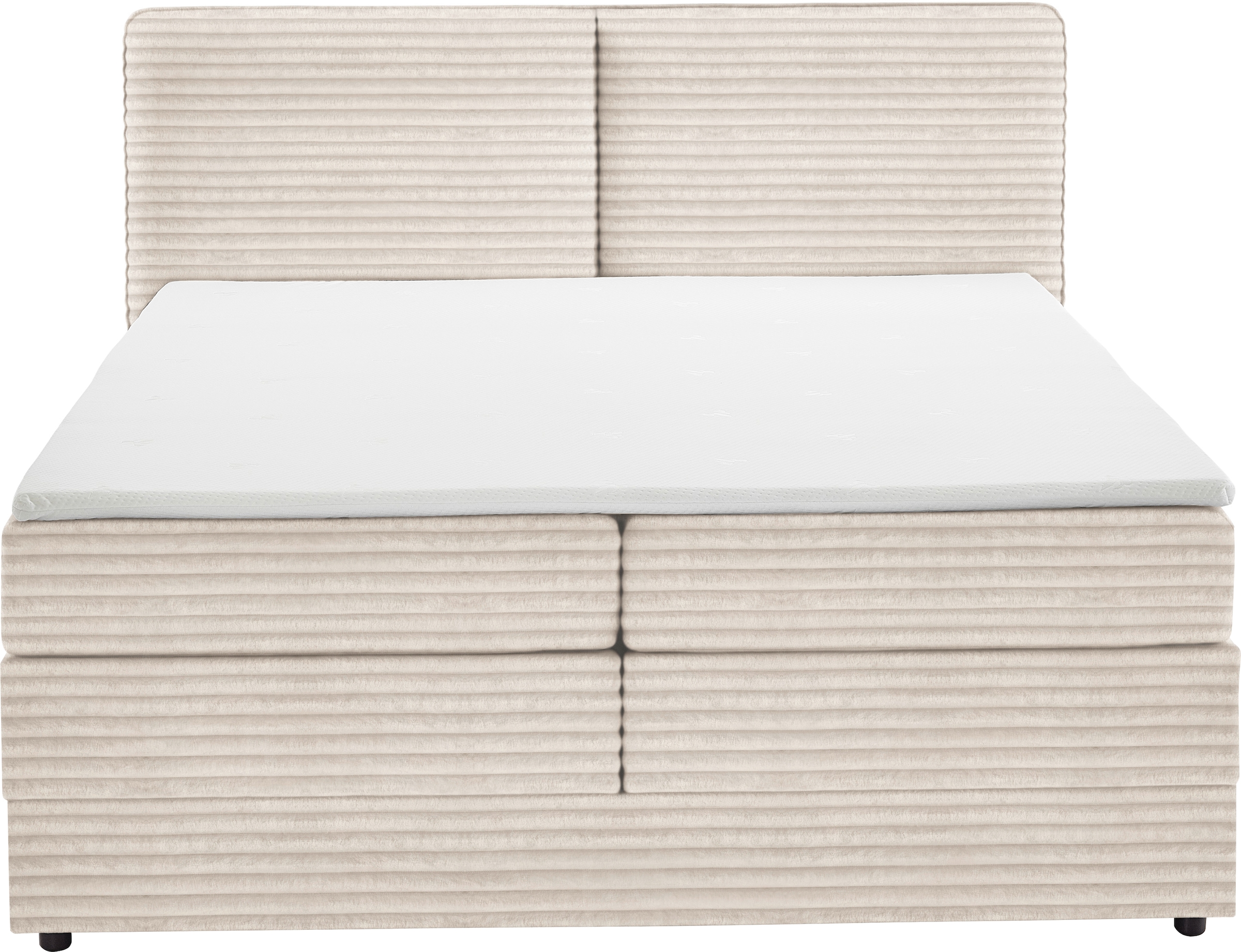 Home affaire Boxbett »VÄSTERVIK, Polsterbett mit Bettkasten und Taschenfederkernmatratze H3« mit Topper, kuscheliger Breitcord-Stoff, Liegefläche 180x200cm