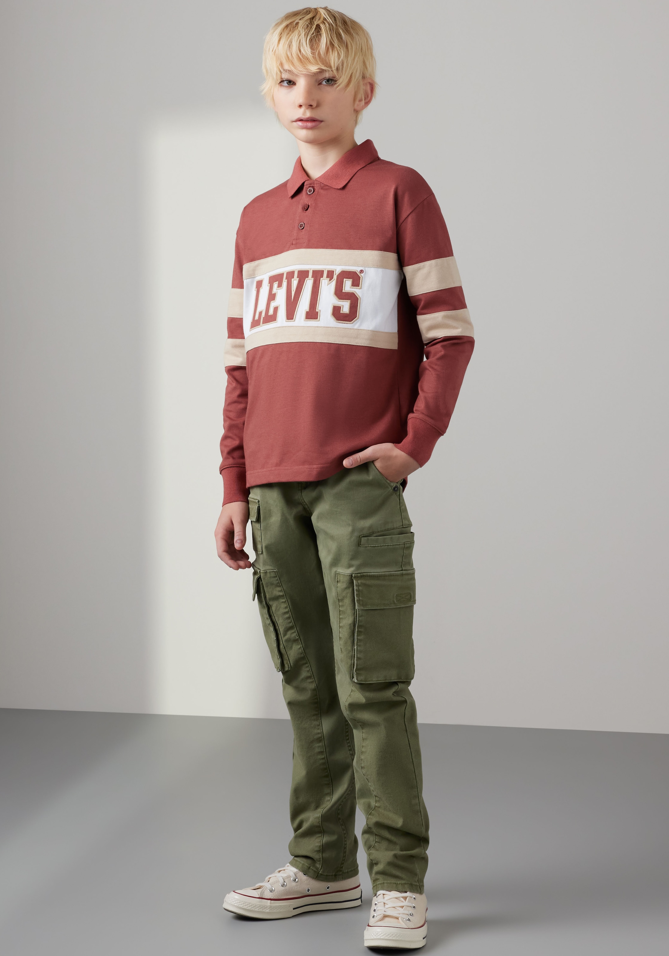 Levi's® Kids Langarm-Poloshirt »LVB RELAXED LS POLO«, mit Markenschriftzug for BOYS