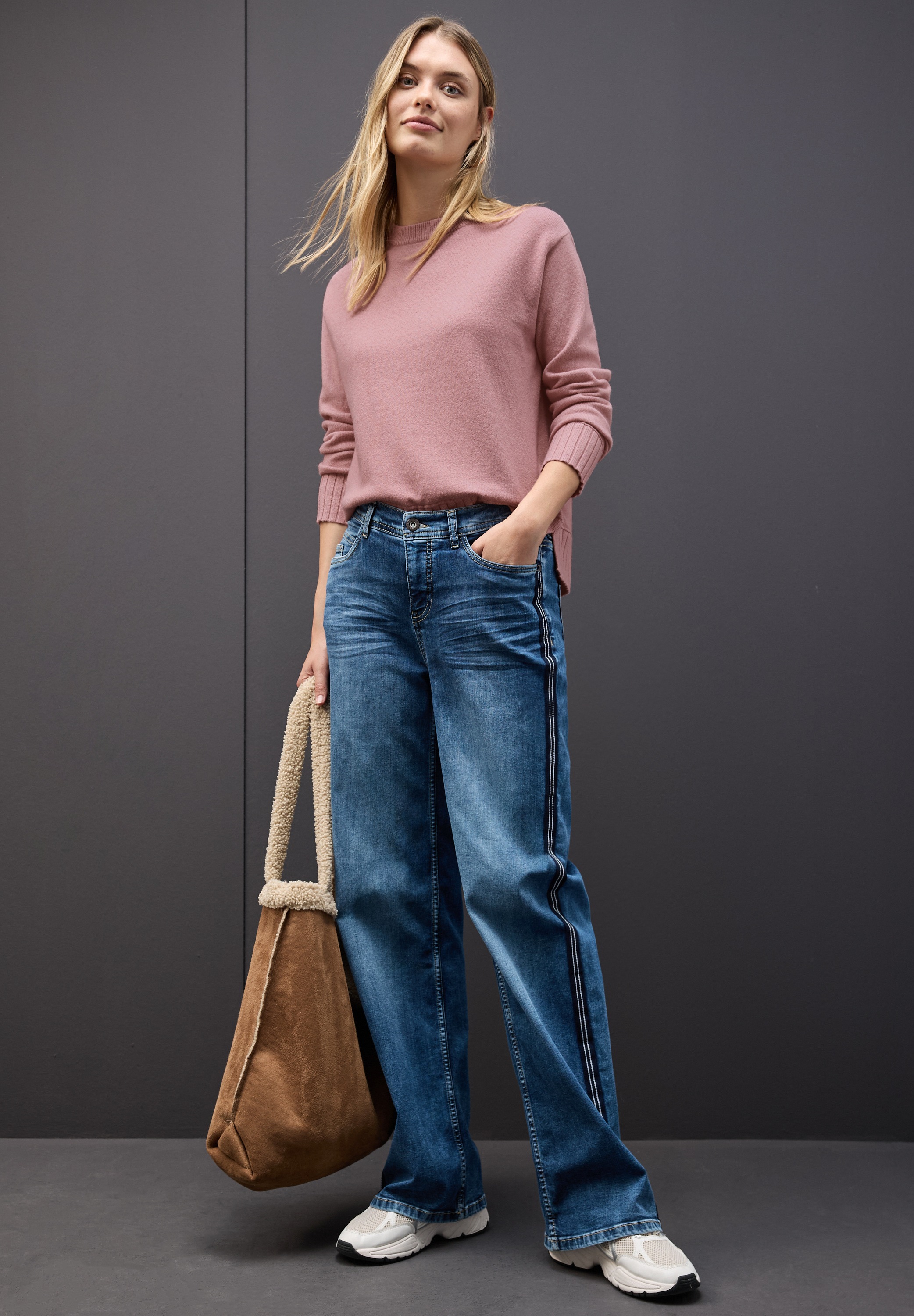 STREET ONE Rundhalspullover mit Rippbündchen