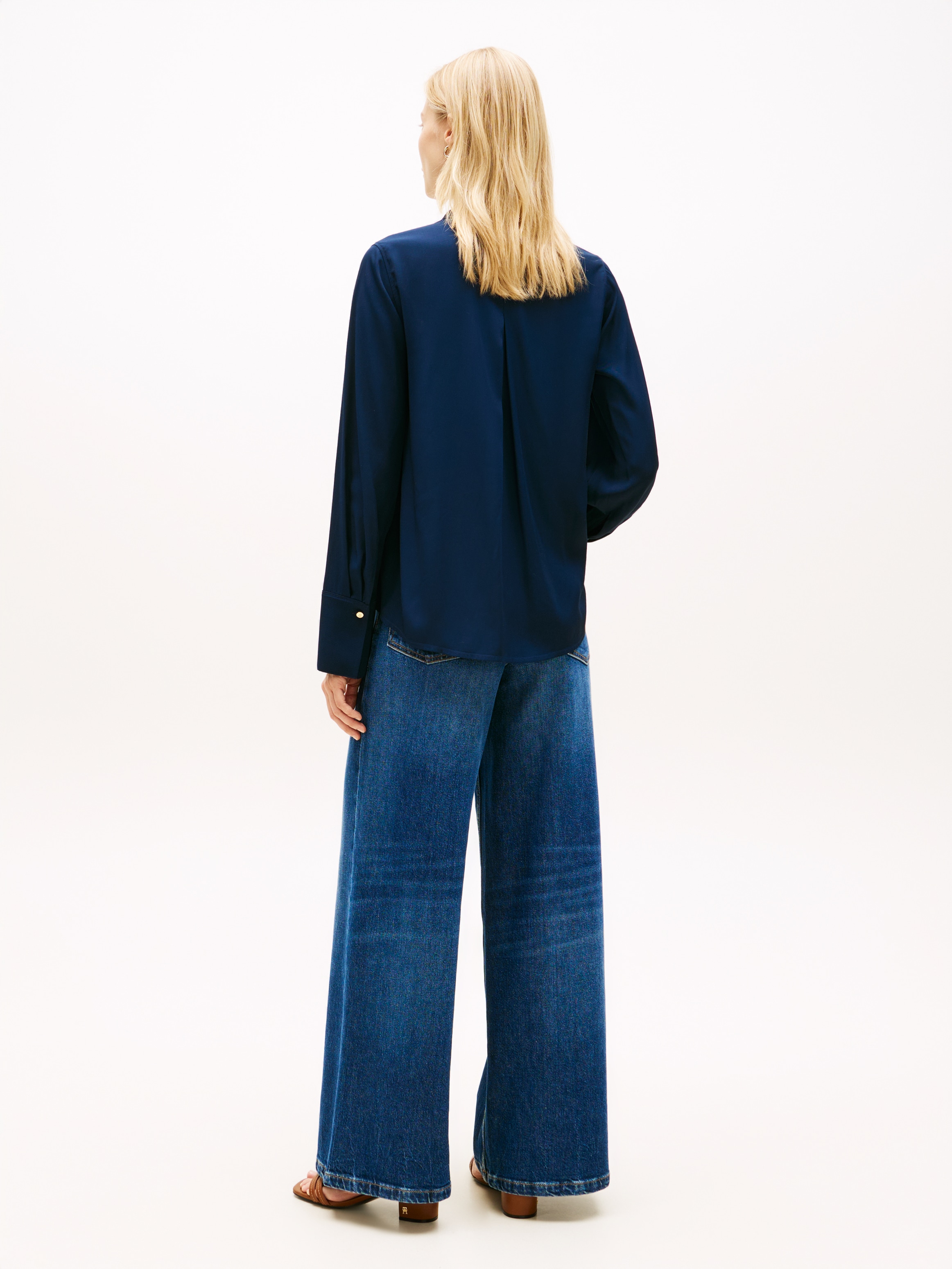 Tommy Hilfiger Langarmbluse »VIS TWILL V NECK BLOUSE LS« mit Knopfleiste