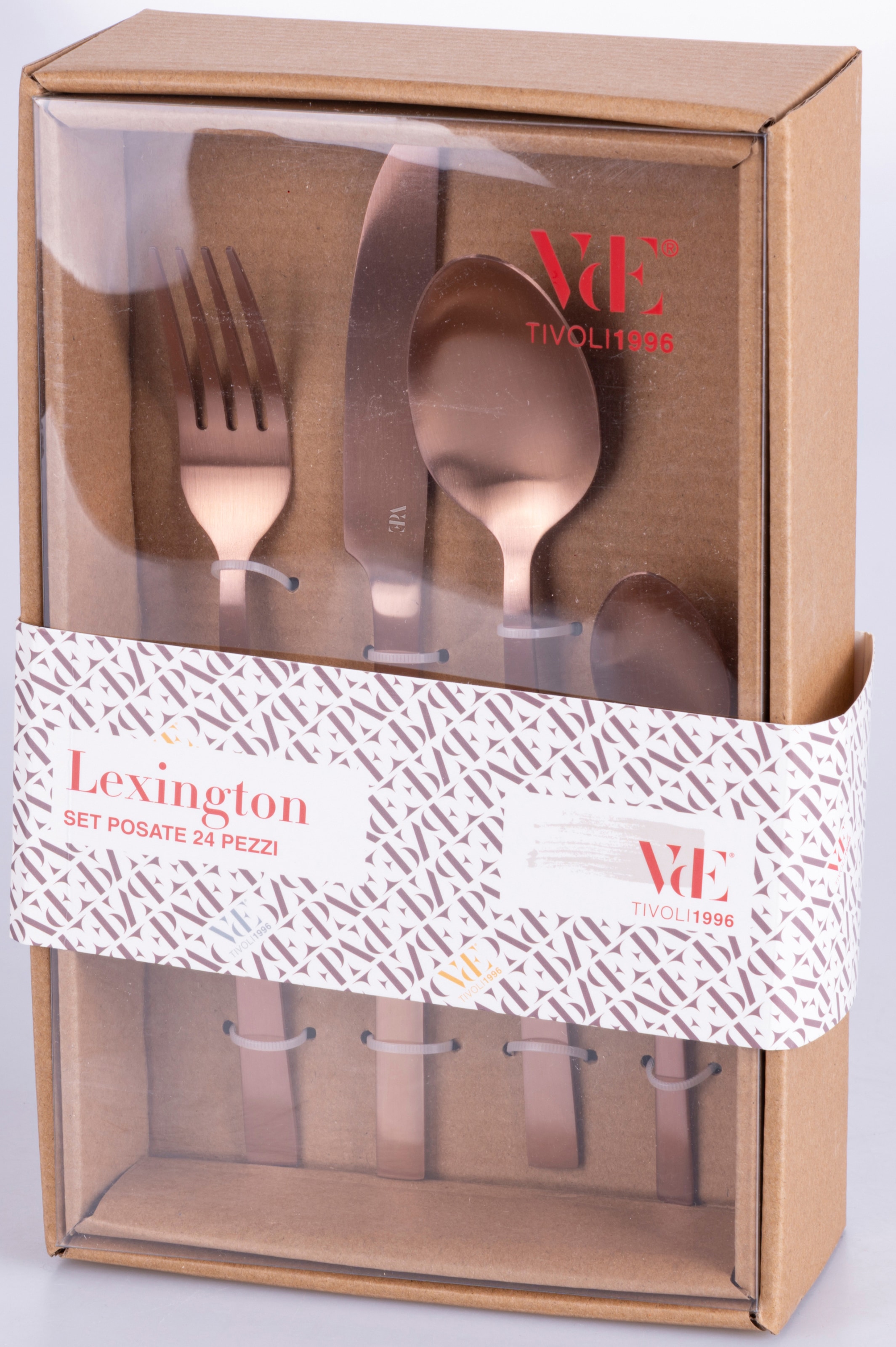 Villa d'Este Besteck-Set »Lexington satiniert«, (Set, 24 tlg.), Essbesteck-Set, satiniert