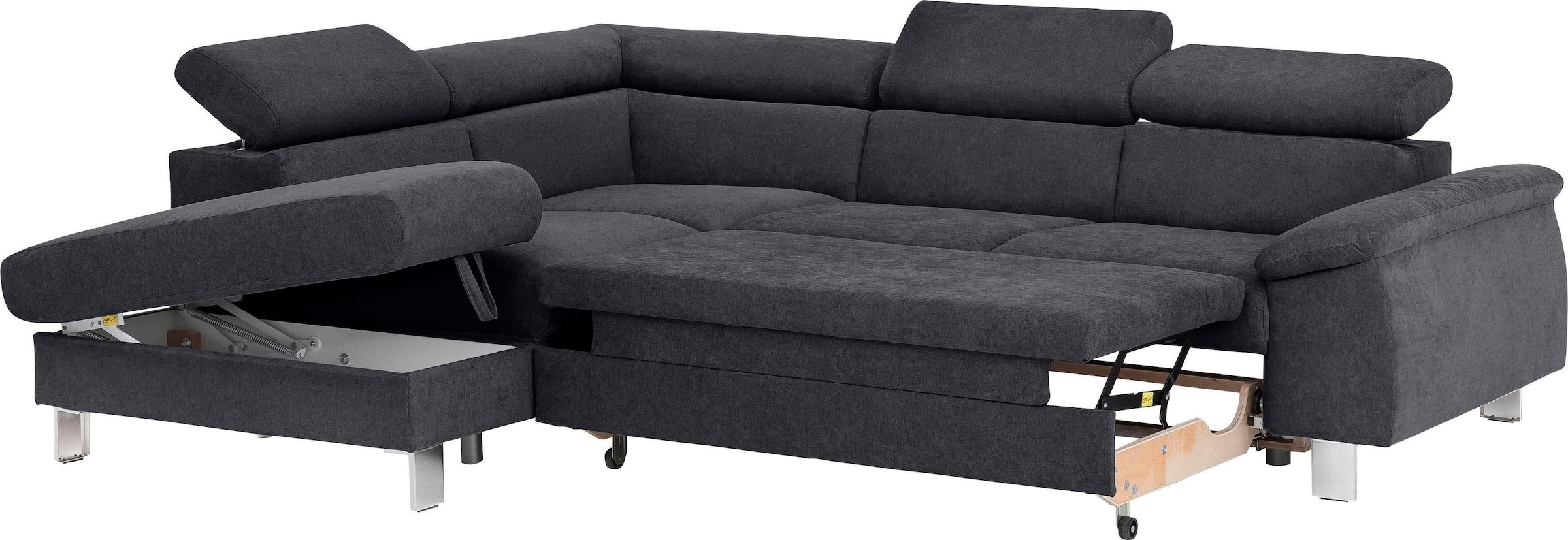 COTTA Polstergarnitur »Komaris L-Form«, (Set), Set bestehend aus: Ecksofa mit Kopfteilverstellung & Hocker