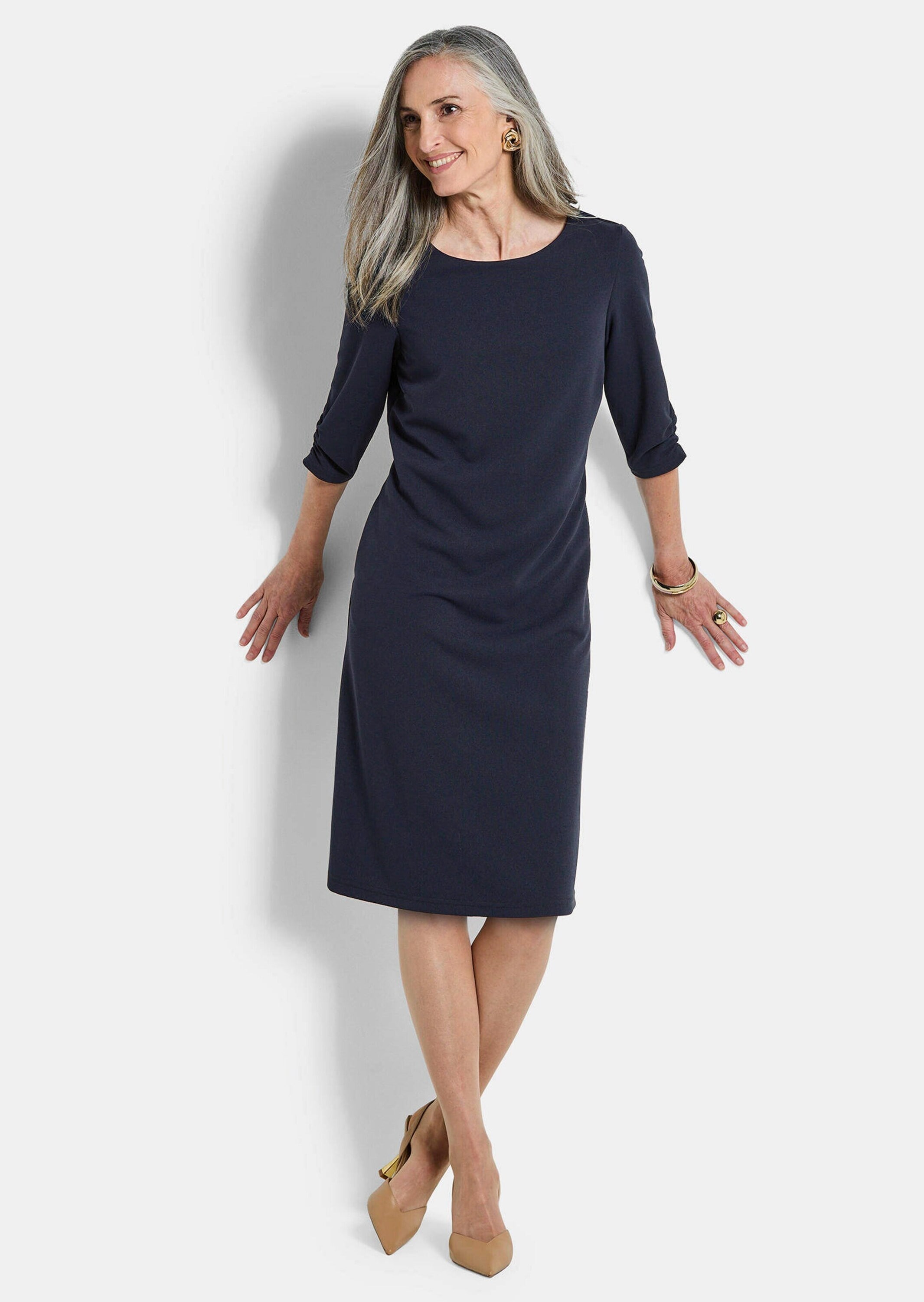 GOLDNER Etuikleid »Kurzgröße Jerseykleid mit Krepp-Qualität« seitliche Nahttaschen