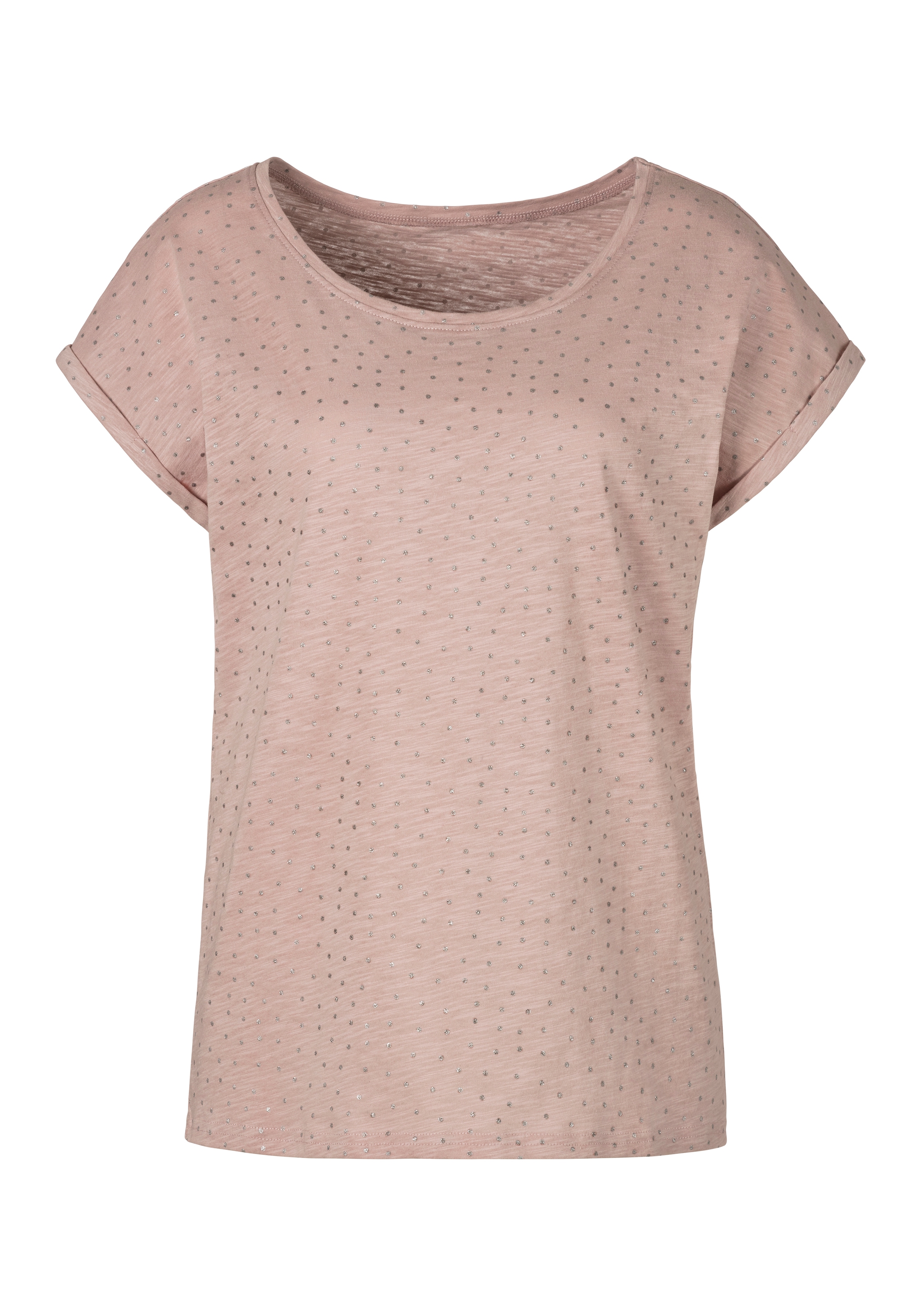 Vivance Kurzarmshirt »mit silbrigen Glitzerpünktchen«, (2er-Pack), aus weicher Baumwoll-Qualität