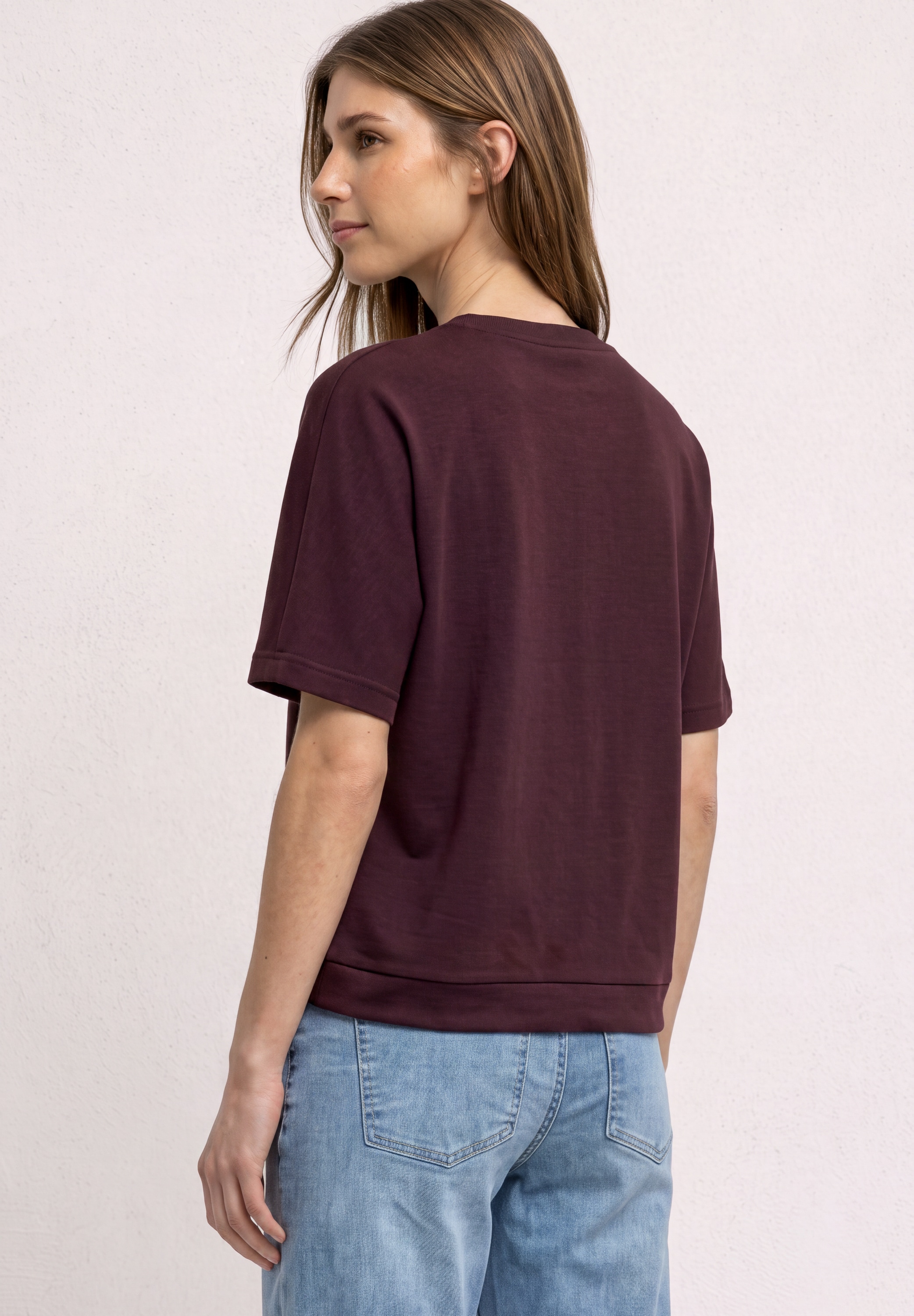 STREET ONE T-Shirt mit Tunnelzug am Saum, im Silk-Look
