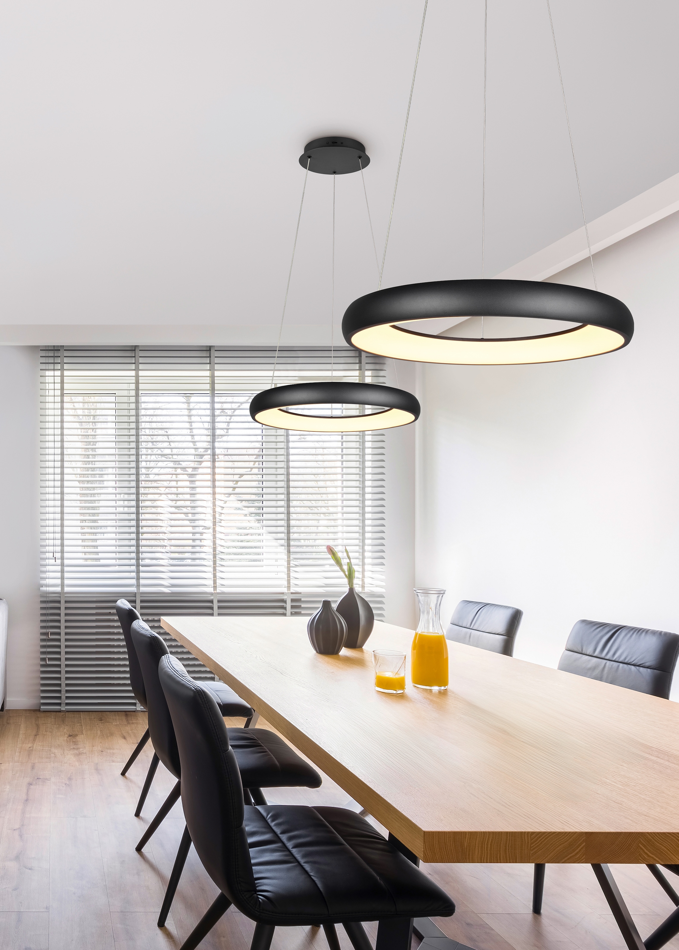 TRIO Leuchten LED Pendelleuchte »CARDONA, LED Ring Hängeleuchte, 4400 Lumen 38W, Lichtfarbe einstellbar« LED-Board 1 Stk. warmweiß - kaltweiß 2300/3000/4000K warmweiß bis kaltweiß, 3 Stufen dimmbar Höhe 150cm Ø62