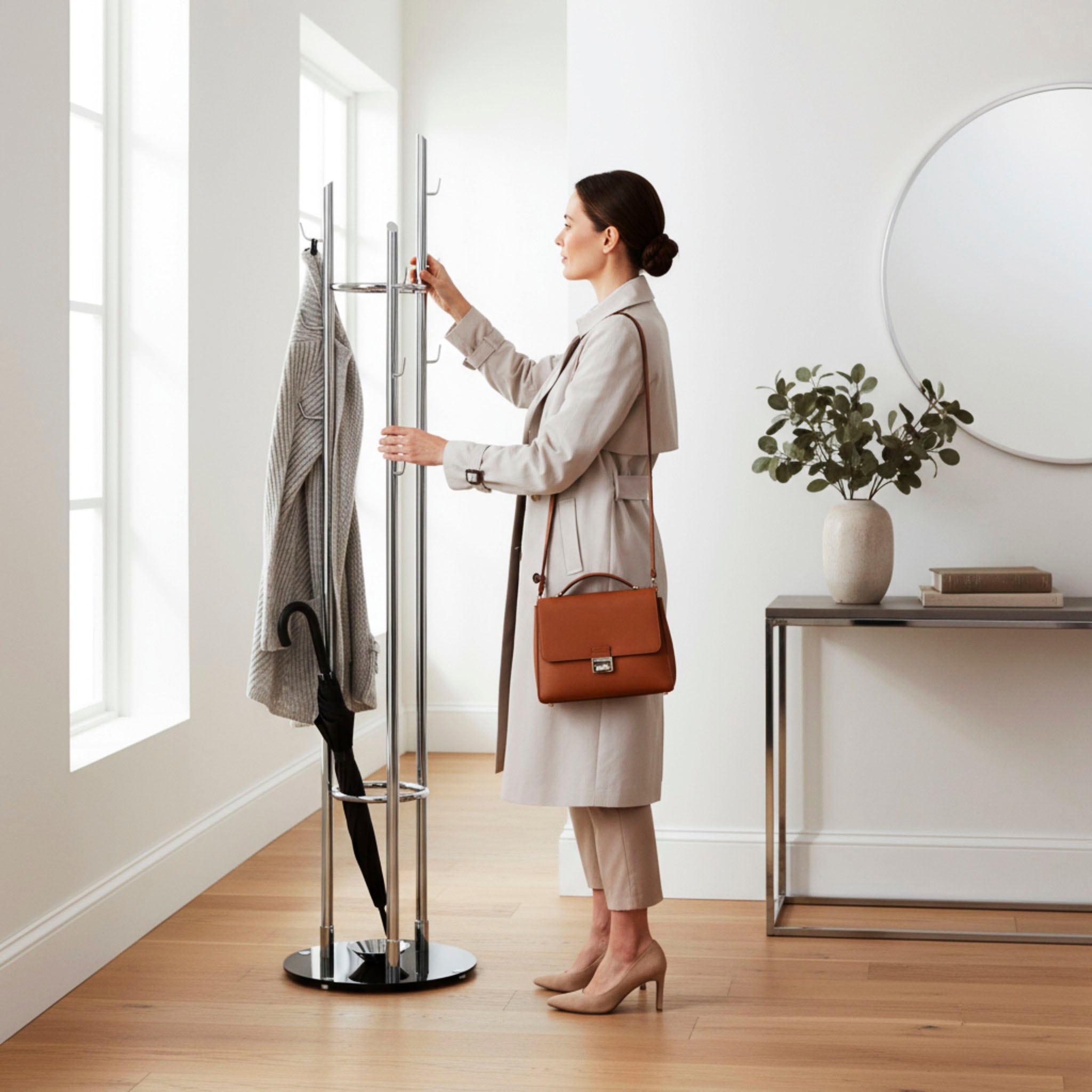 HAKU Garderobenständer »Kleiderständer, Standgarderobe« quadratisch - aus Metall Silber - Ø/H 40/183 cm