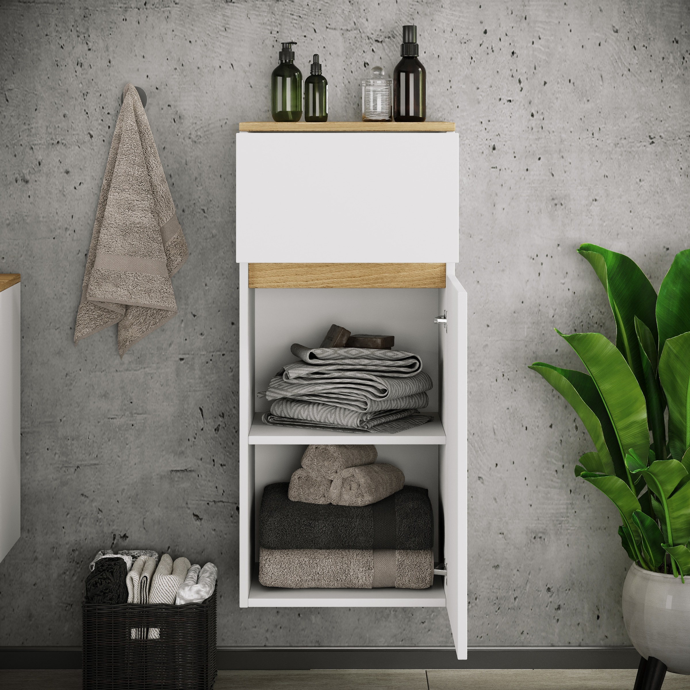 VCM Midischrank »Badschrank Hängeschrank Schublade Cosila 85x30x32« 1 Stk. tlg.