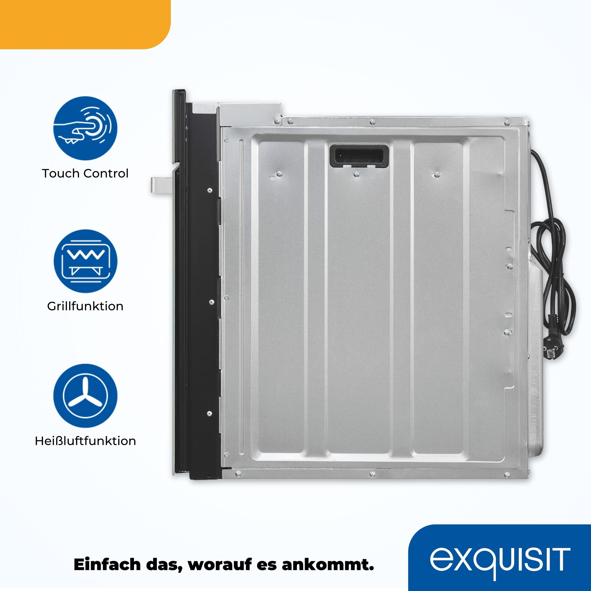 exquisit Backofen  »EBE76-9-H-020 weiss«, mit 1-fach-Teleskopauszug, Heißluft&Pizzastufe - ideal für ein Pizzabacken zuhause!Timer-Funktion
