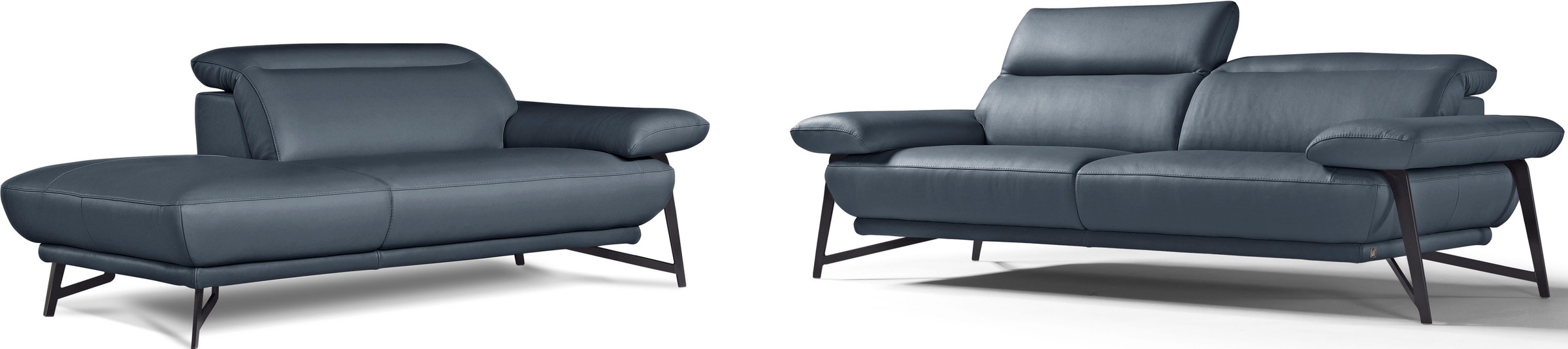 Egoitaliano Sofa »Anais, Design mit hohem Sitzkomfort, Fußfarbe schattengrau«, Set, Kopfteil verstellbar, Leder BULL, smoke