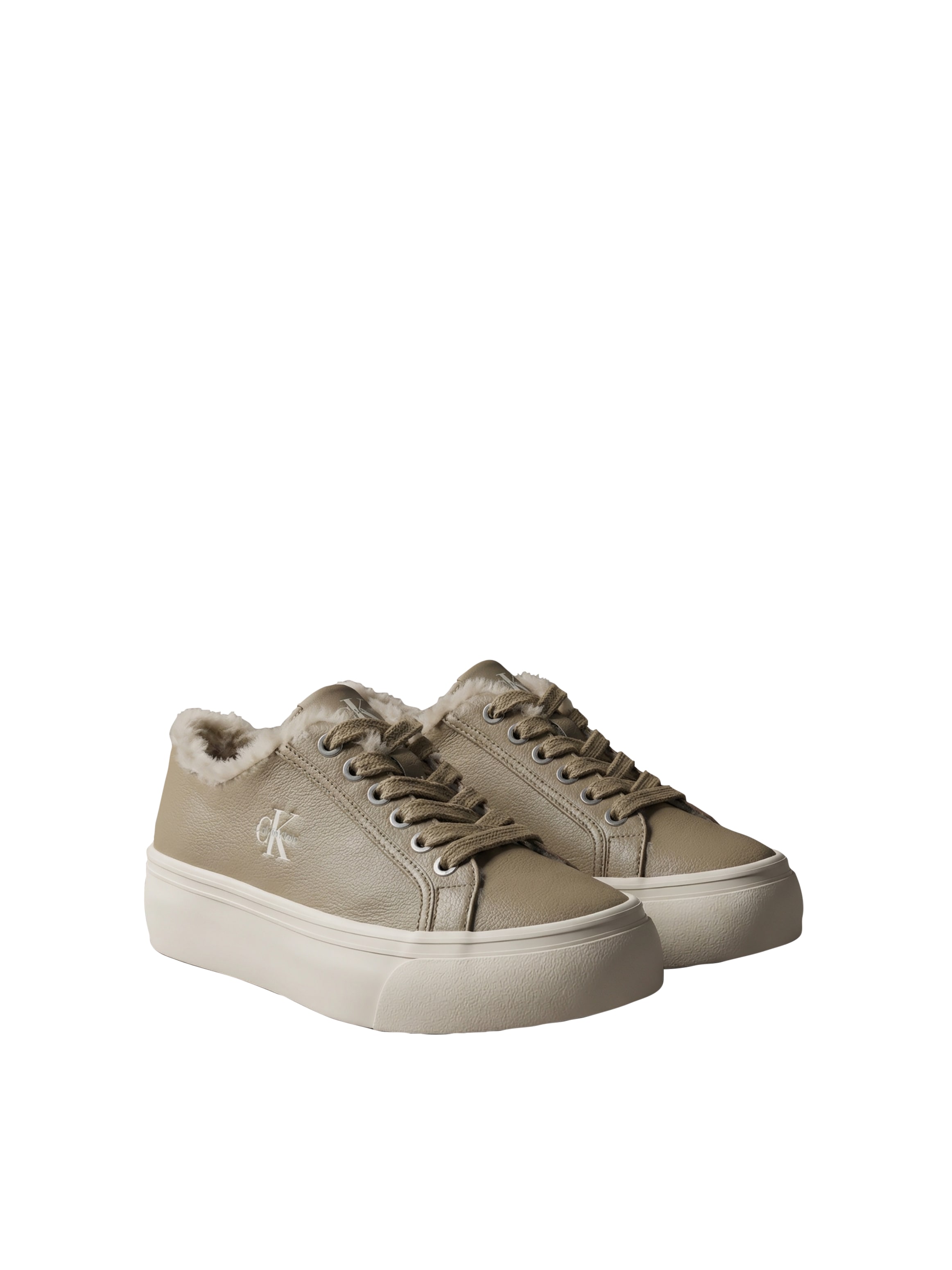 Calvin Klein Plateausneaker »VULC FLATF LACEUP LTH FUR«  Halbschuh, Schnürschuh, Casual-Sneaker mit seitlichem CK-Logo