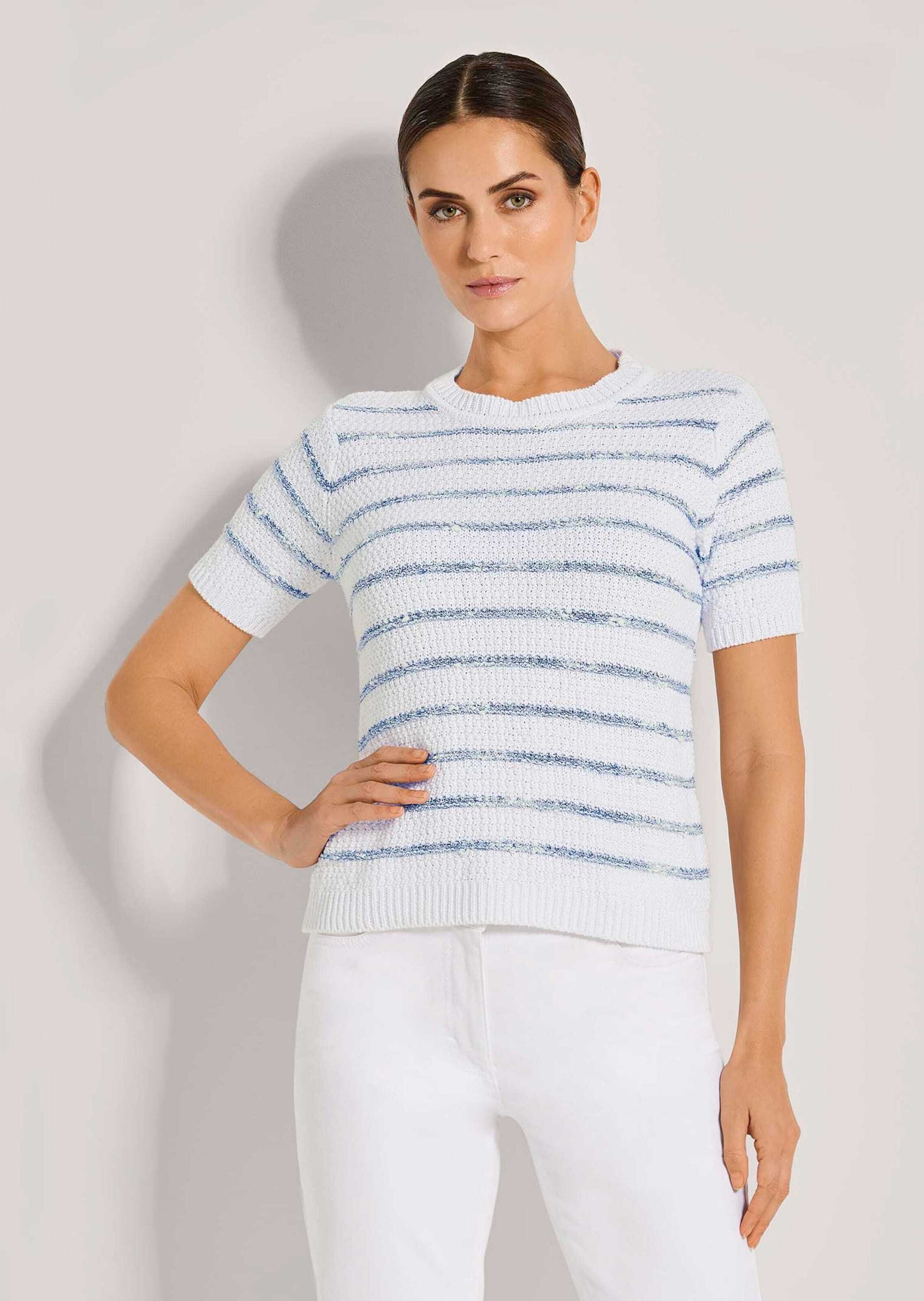 MADELEINE Longpullover »Pullover Ringel-Pullover mit kurzen Ärmeln«