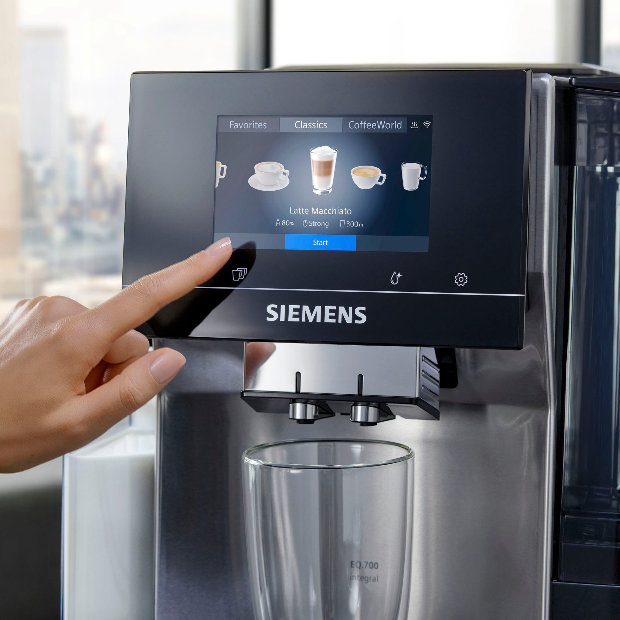 SIEMENS Kaffeevollautomat »EQ.700 integral - TQ707D03«, Full-Touch-Display, bis zu 30 individuelle Kaffee-Favoriten