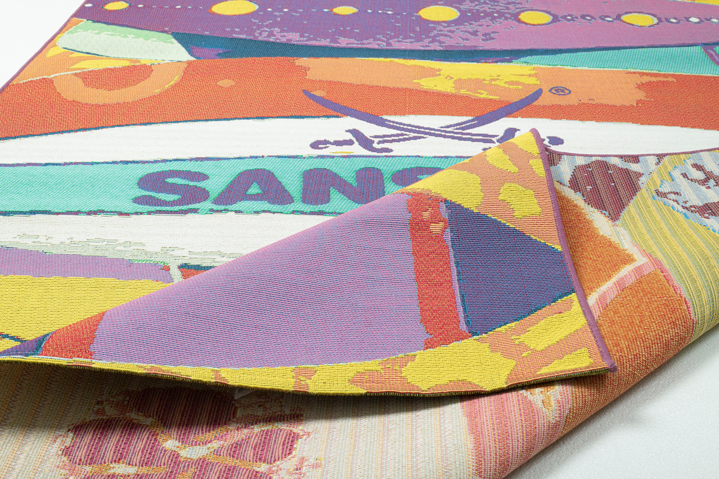 Sansibar Teppich »Rantum Beach SA-020«, rechteckig, 5 mm Höhe, Flachgewebe, modernes Design, Surfboards, In- und Outdoor geeignet