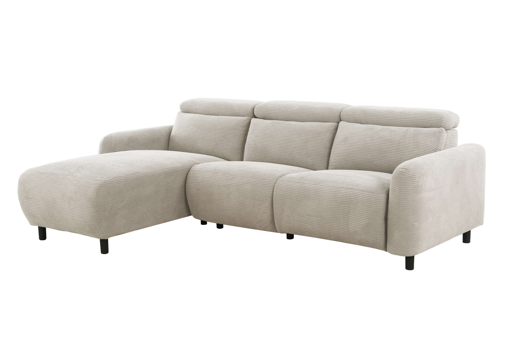 Home affaire Ecksofa »SKAANE in Cord, L-Form, 274 cm, manuelle u. elektrische Relaxfunktion,« rundes Design, Kopfteilverstellung, Federkernpolsterung