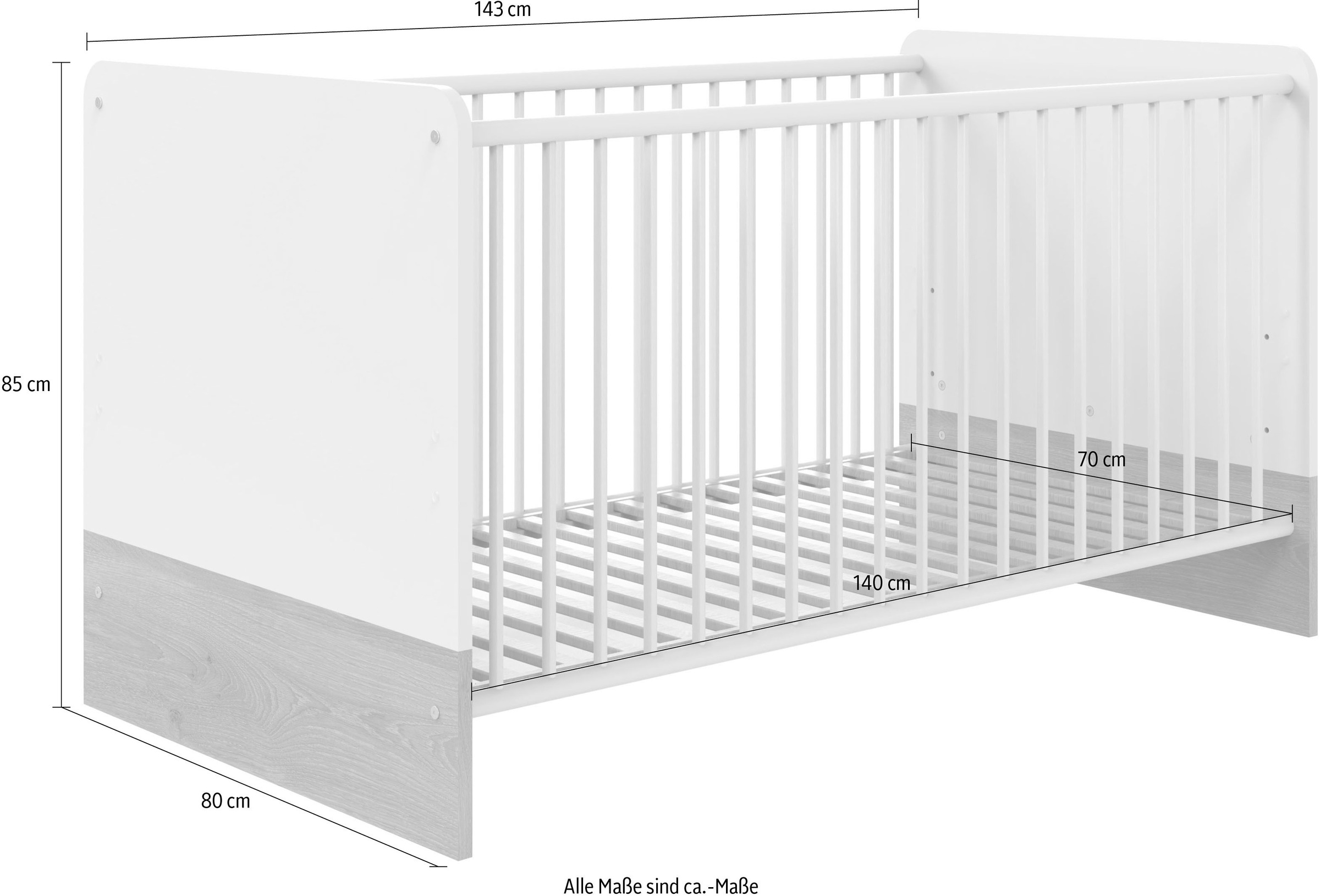 Wimex Babybett »Fehmarn unkompliziertes Umbauen zum Juniorbett möglich«, Kinderbett Sprossenbett mit Rollrost