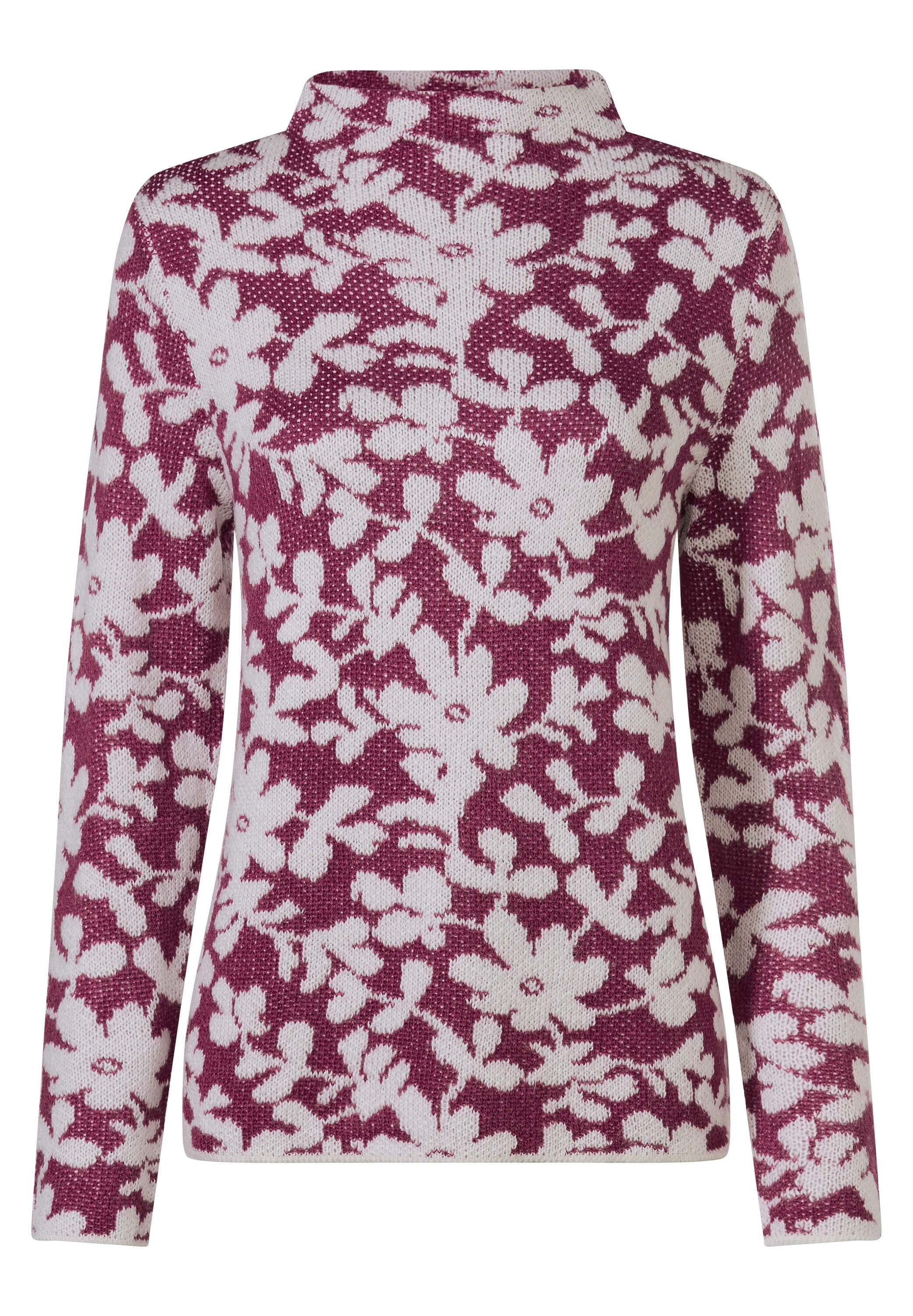 Sieh an! Longpullover »Jacquard-Pullover Stehkragenpullover mit Effektgarn«
