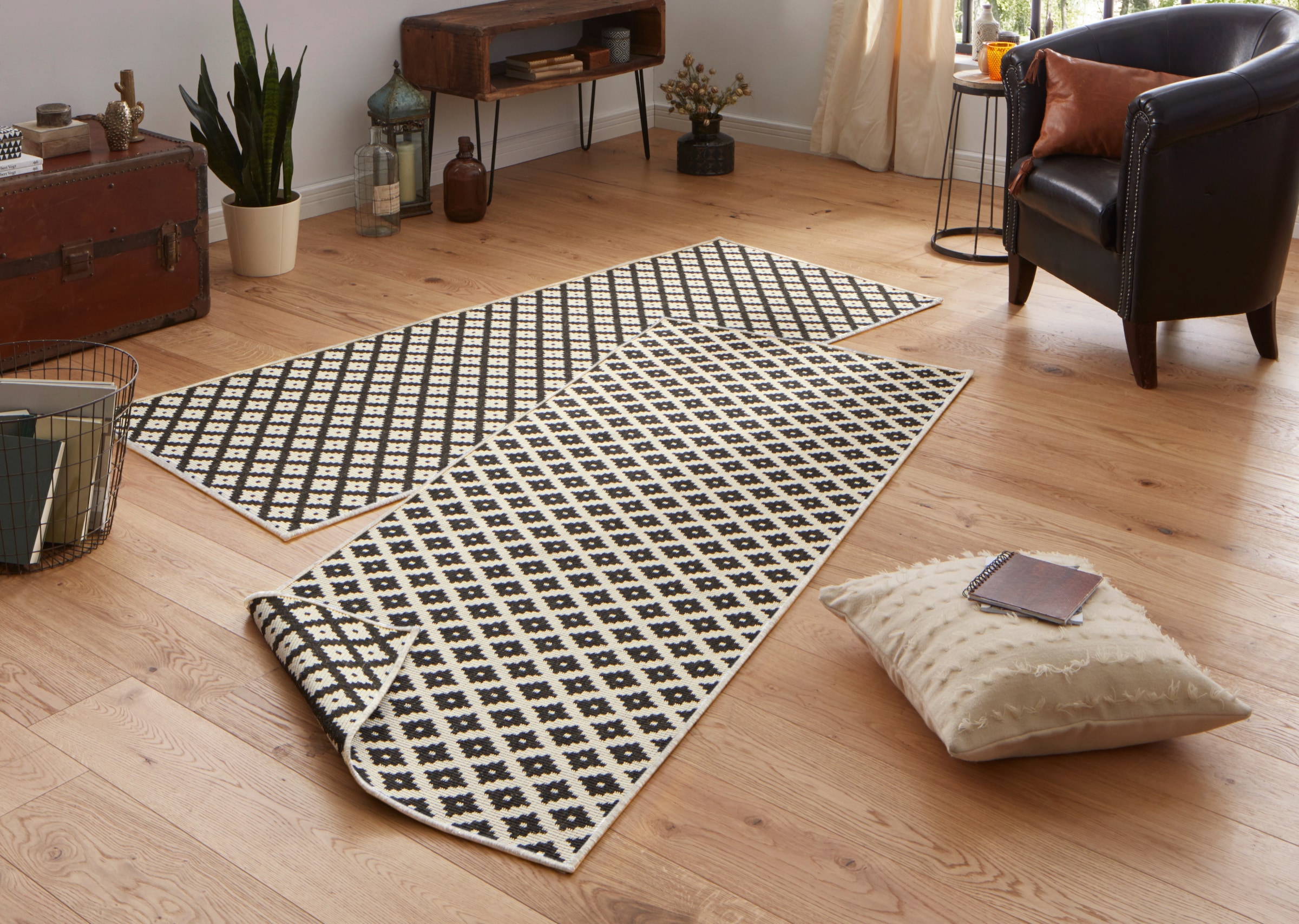 NORTHRUGS Teppich »Nizza Wendeteppich«, rechteckig, 5 mm Höhe, In-& Outdoor, Wetterfest, Balkon, Läufer, Wohnzimmer, Wasserfest