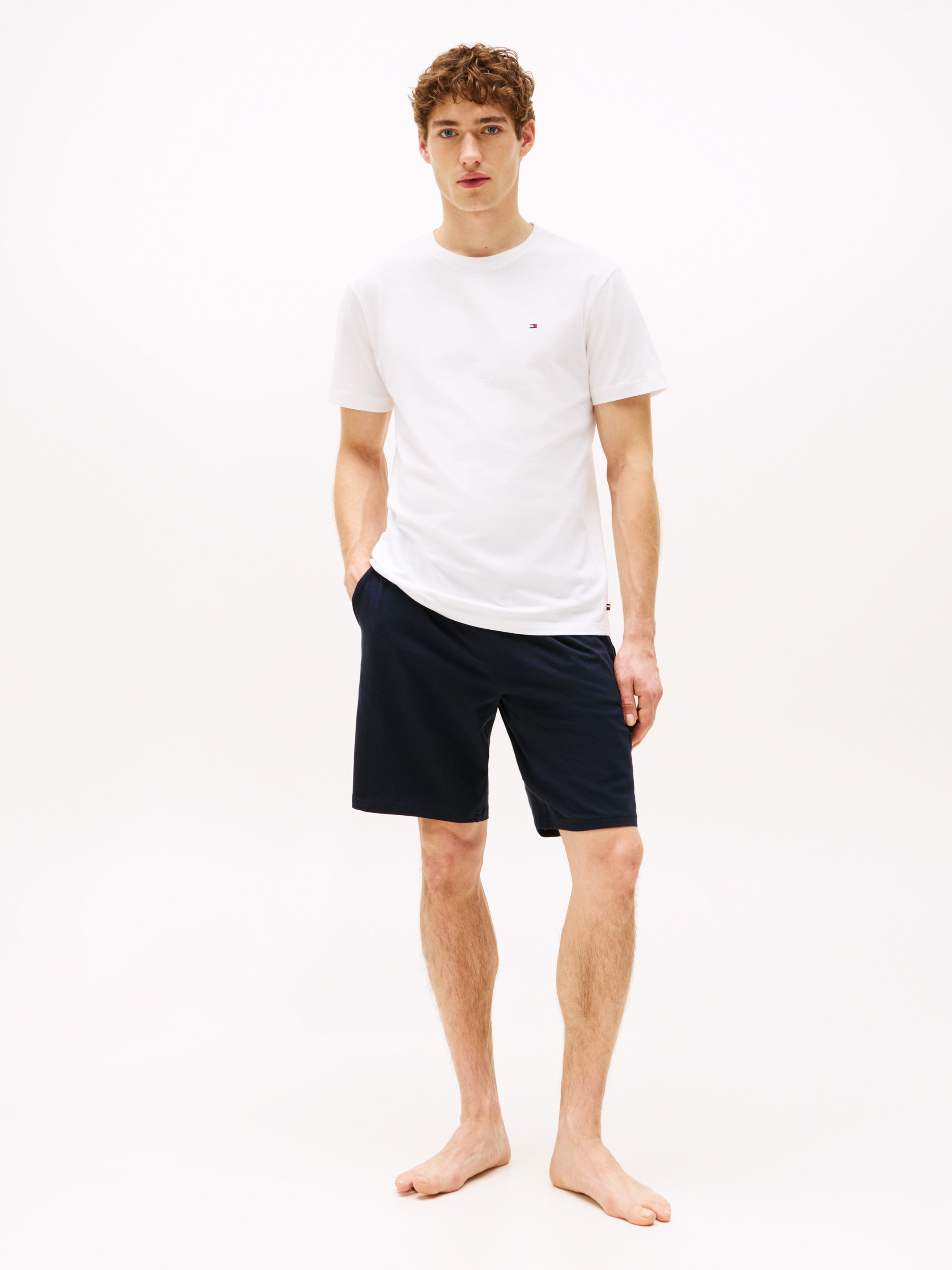 Tommy Hilfiger Underwear Pyjama »CN SS SHORT JERSEY SET«, (Set, 2 tlg., 2er), mit Logostickereien